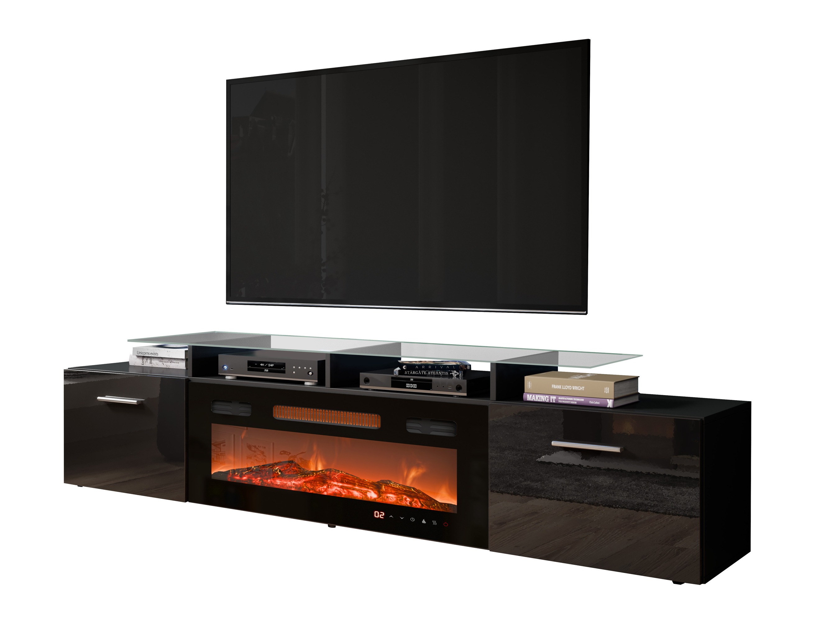 TV stand Numerus (Black + Glossy black)