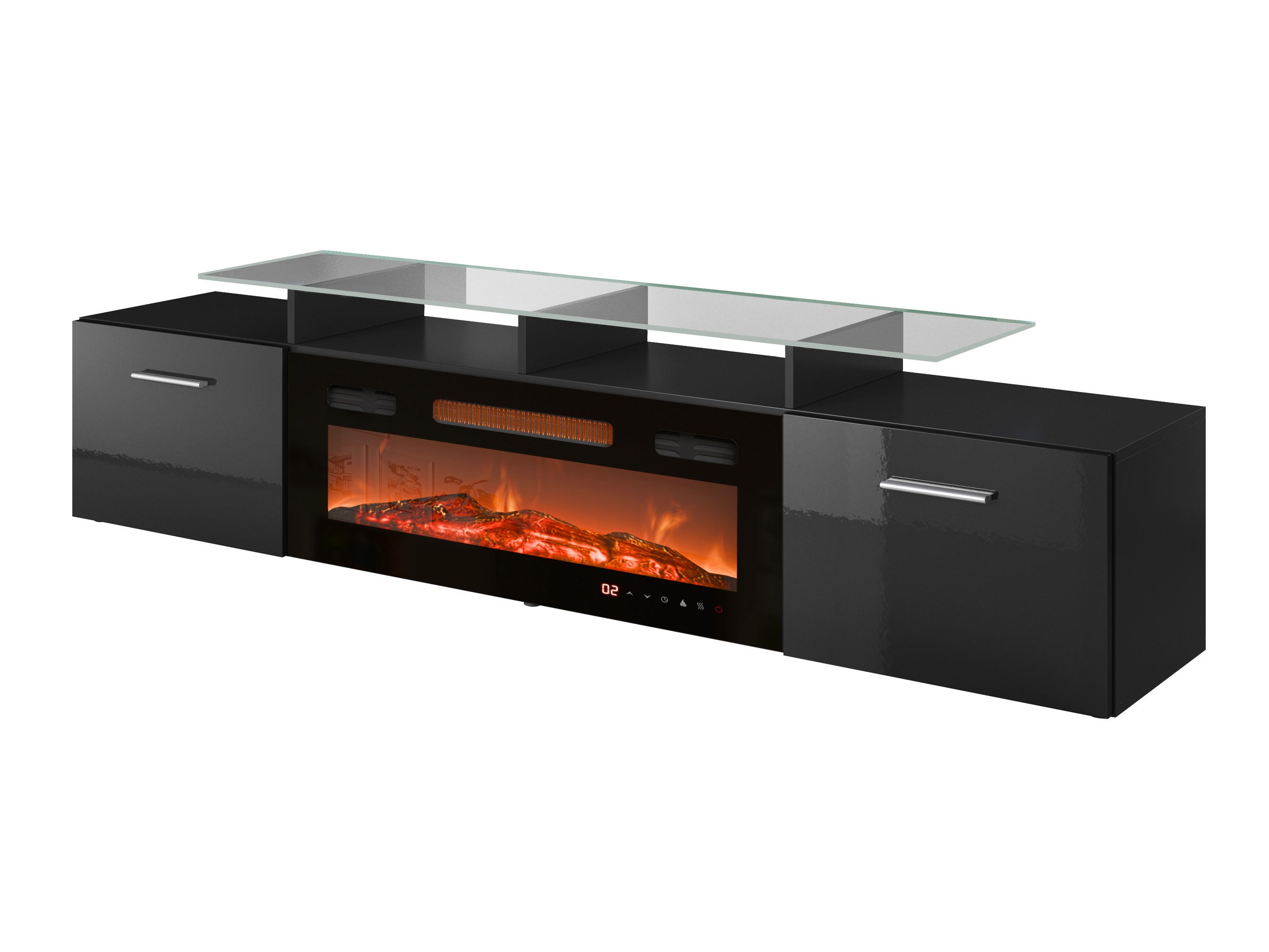 TV stand Numerus (Black + Glossy black)