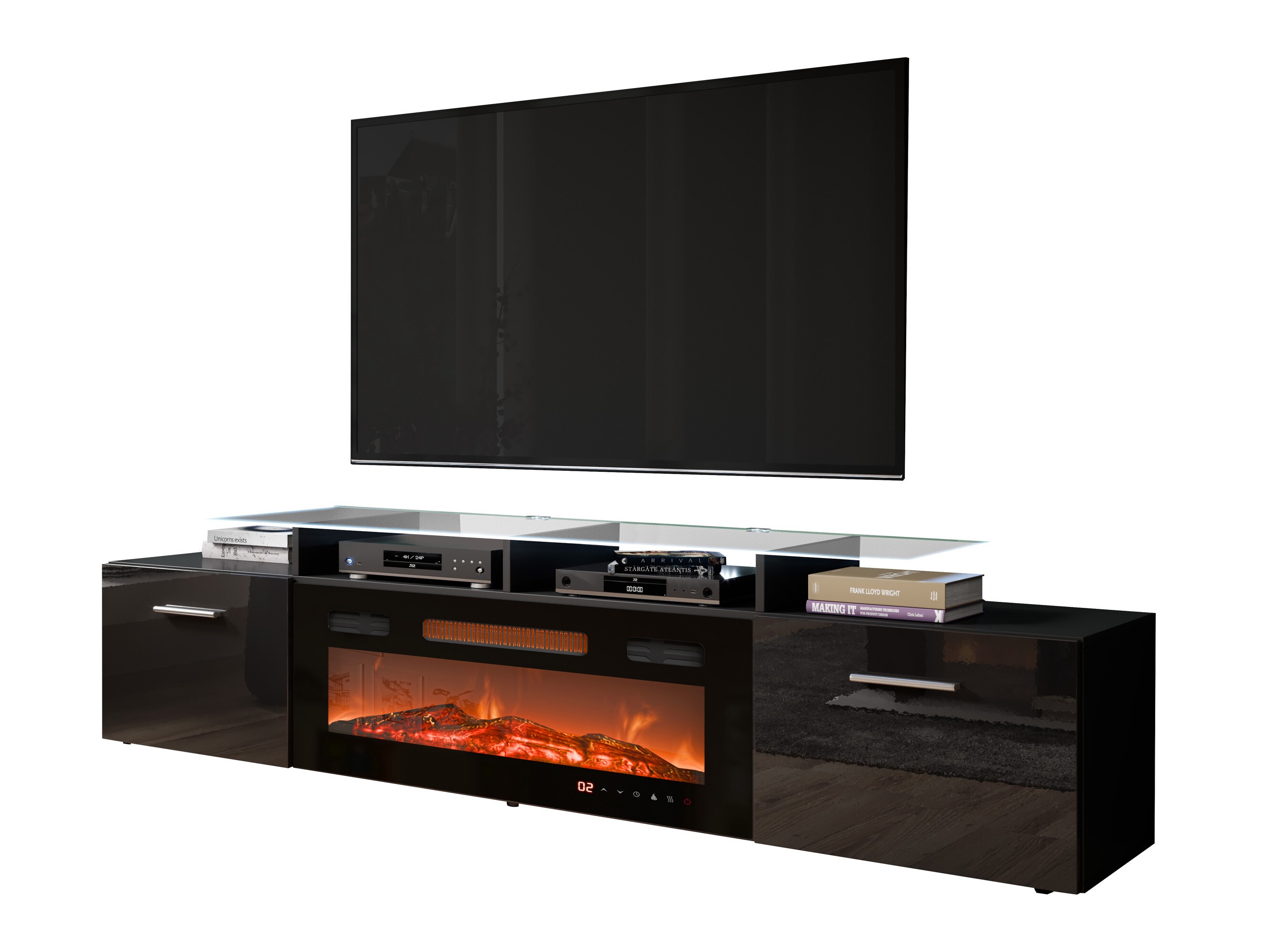 TV stand Numerus (Black + Glossy black)