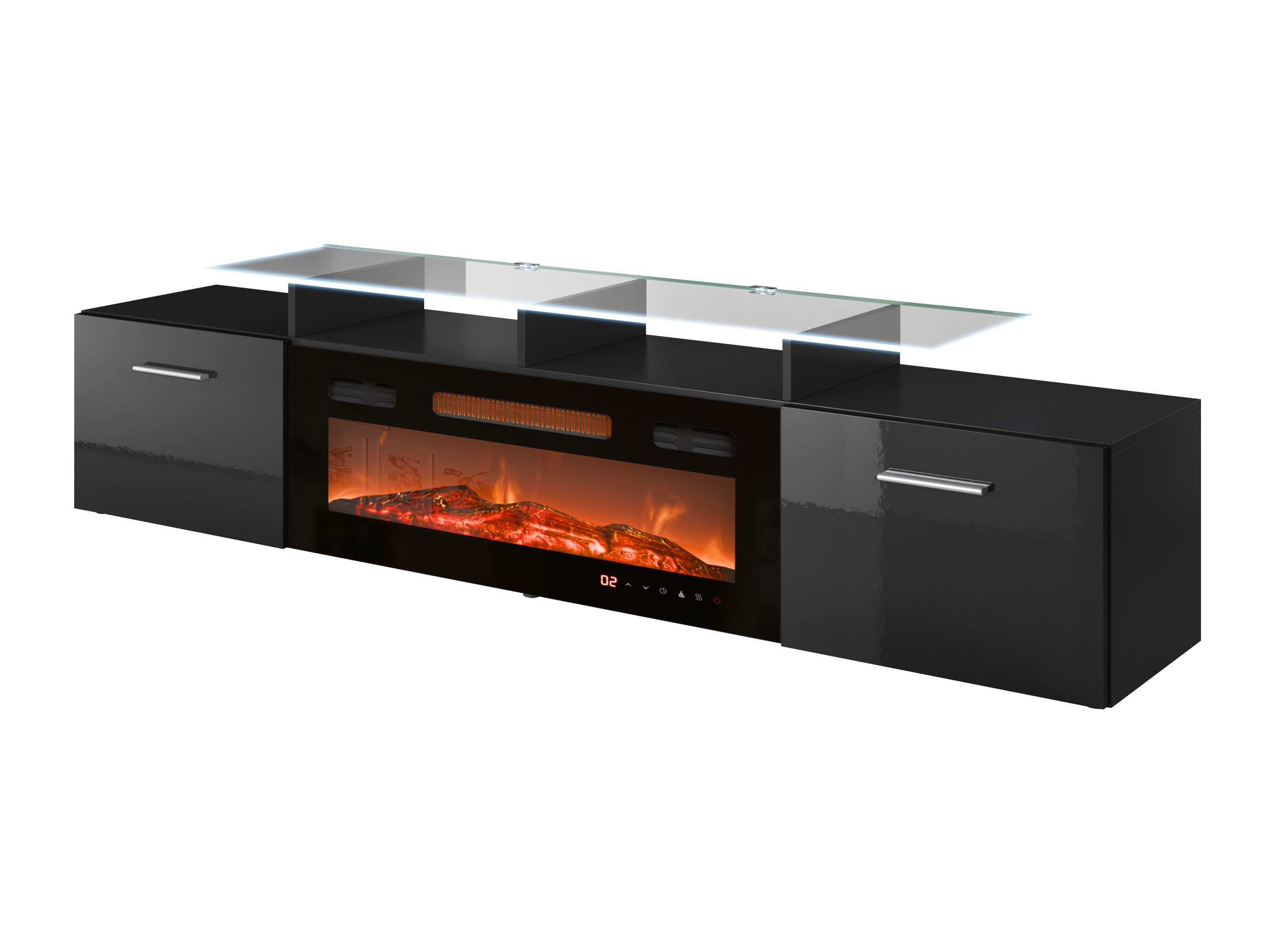 TV stand Numerus (Black + Glossy black)