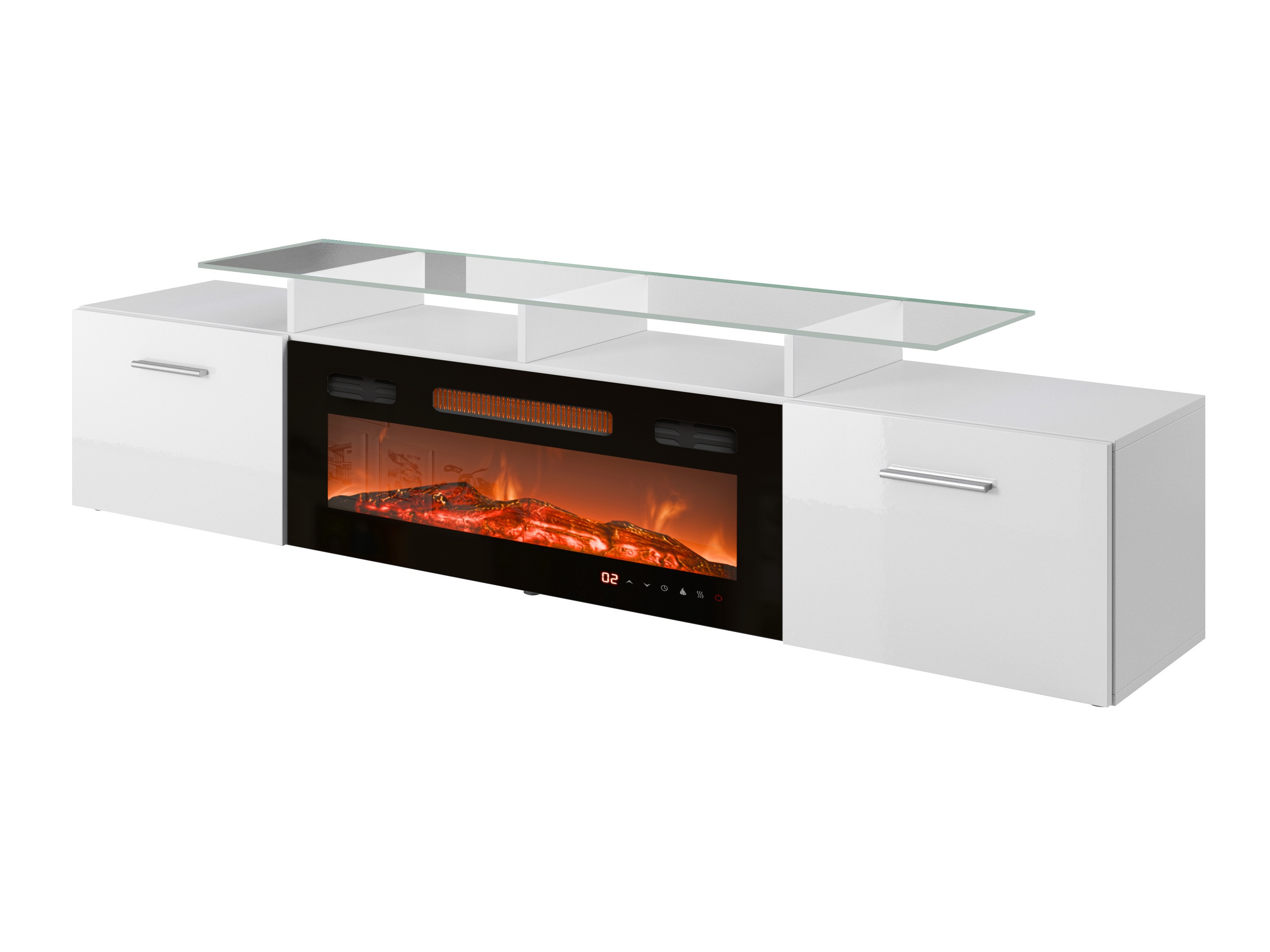 TV stand Numerus (White + Glossy white)