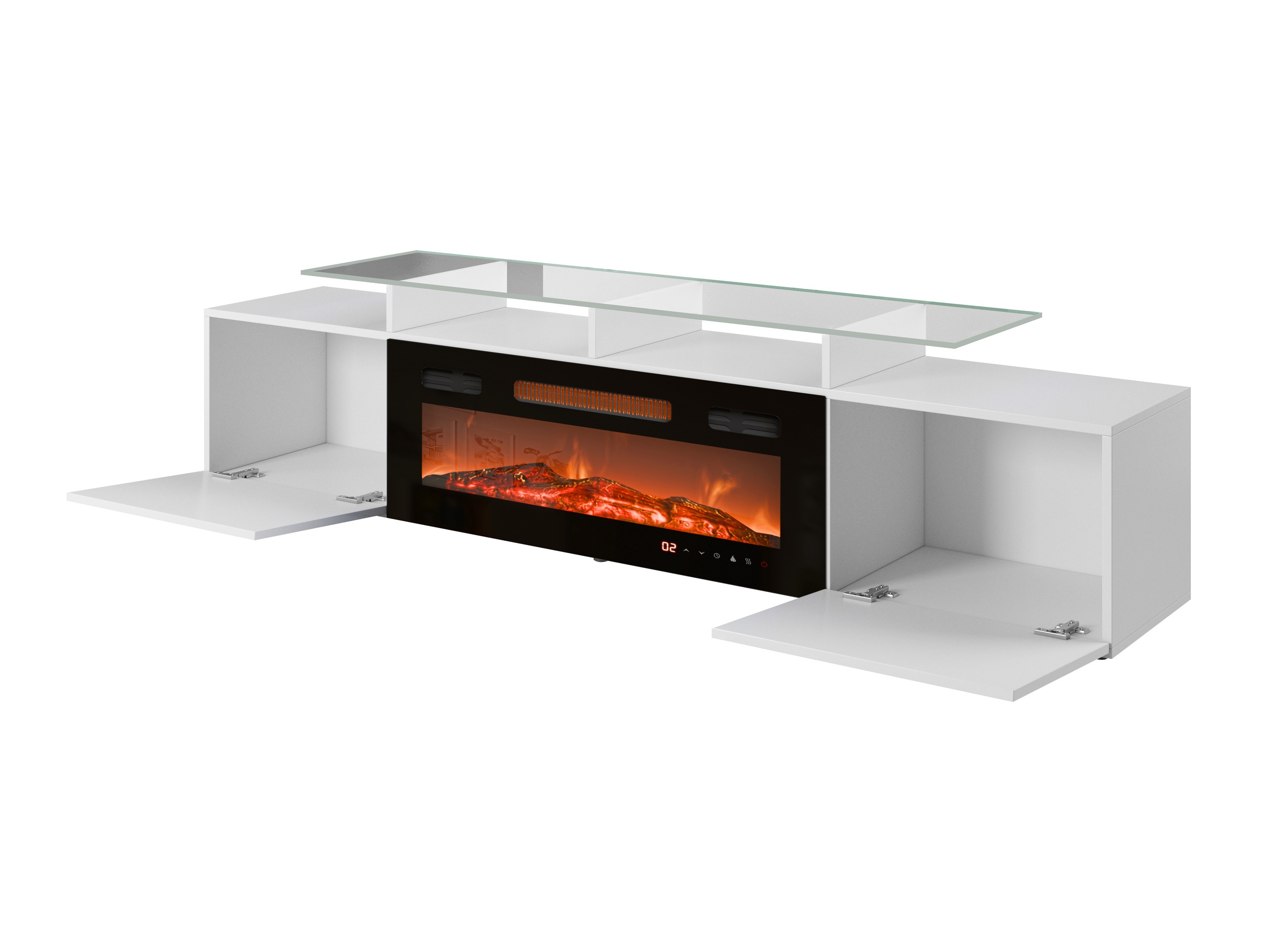 TV stand Numerus (White + Glossy white)