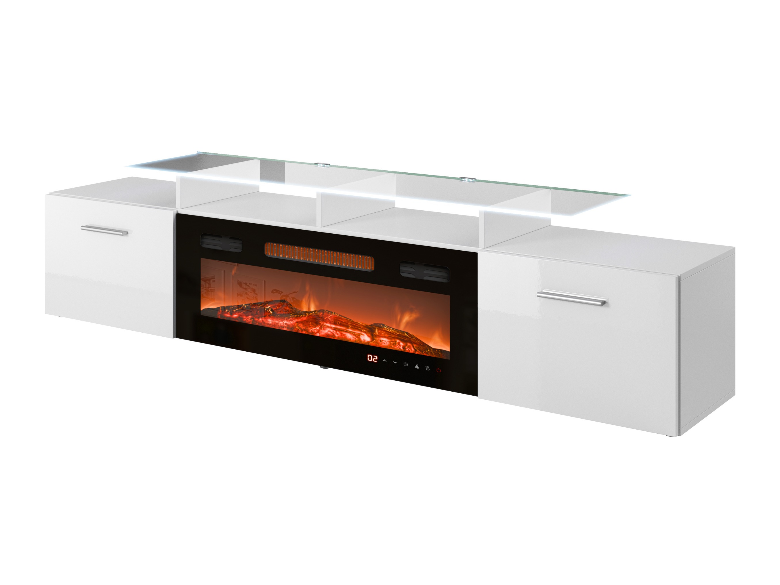 TV stand Numerus (White + Glossy white)