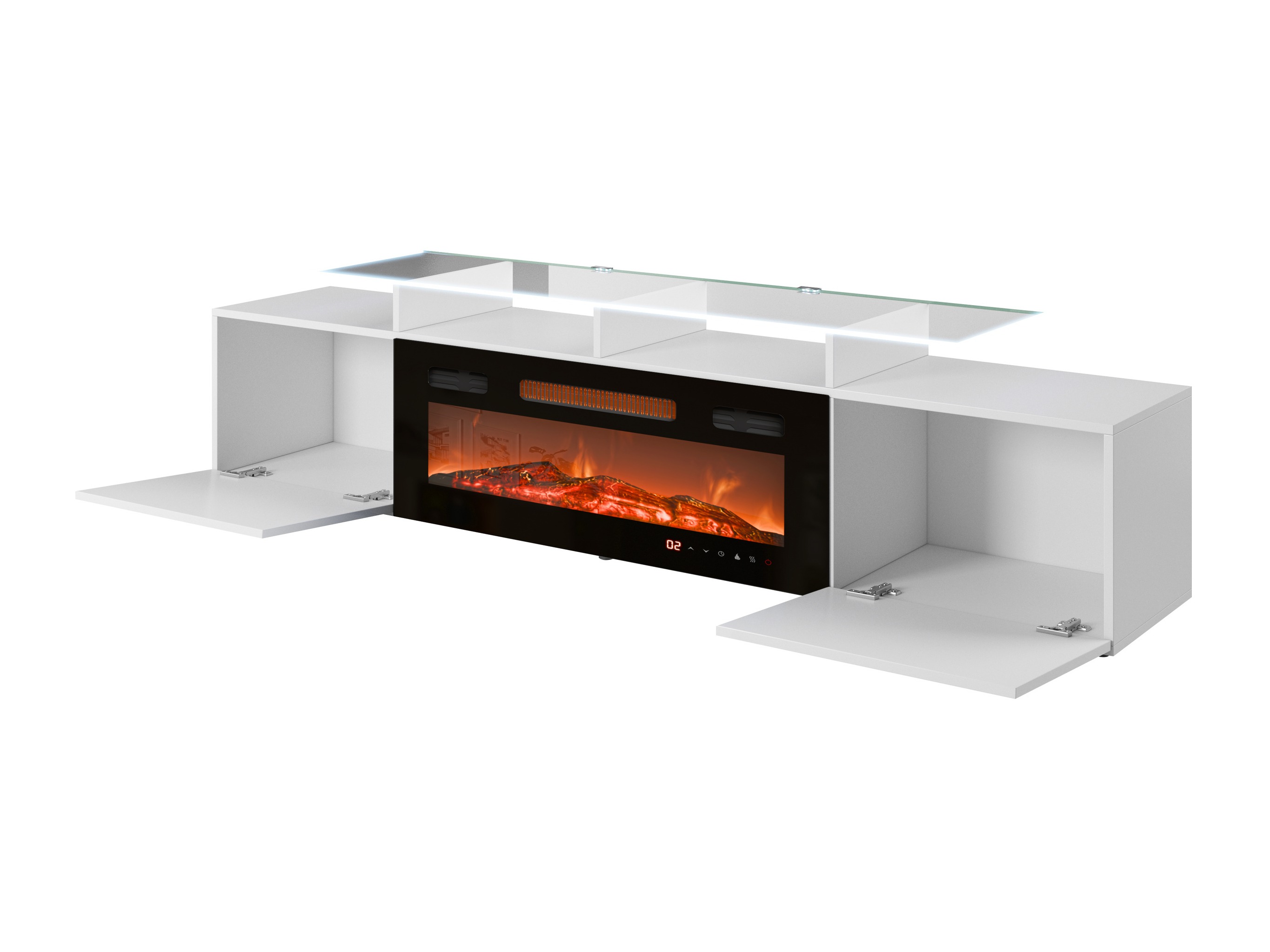 TV stand Numerus (White + Glossy white)