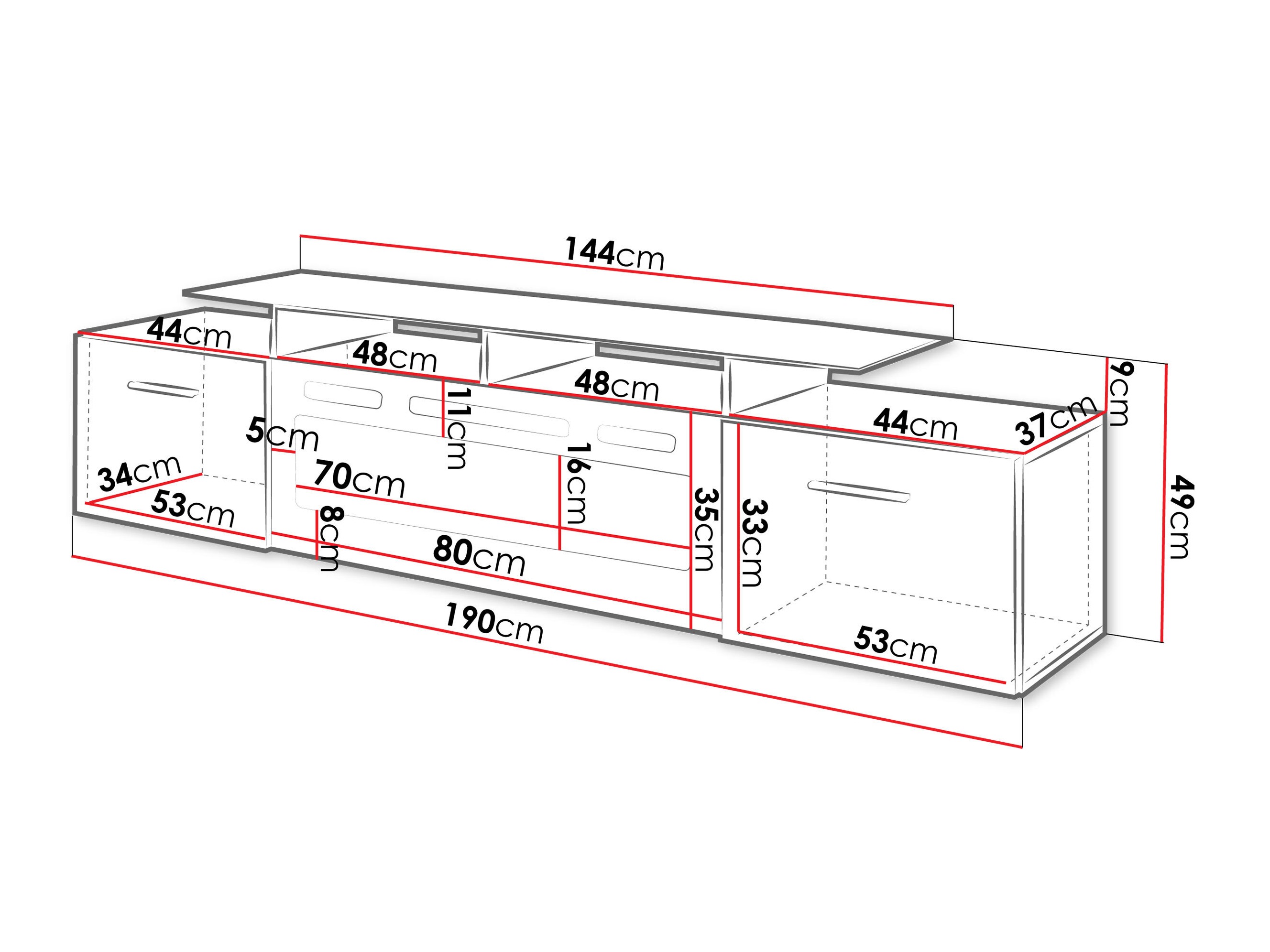 TV stand Numerus (White + Glossy white)