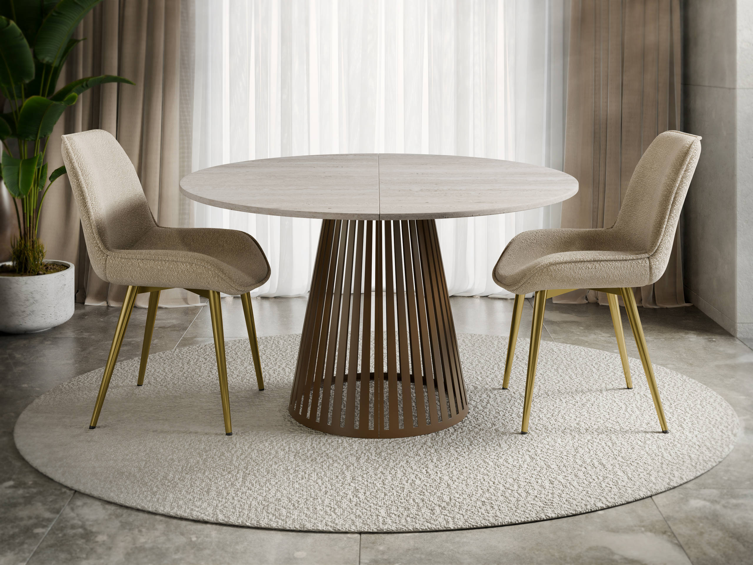 Table Prudentia II (Light travertine + Brown)
