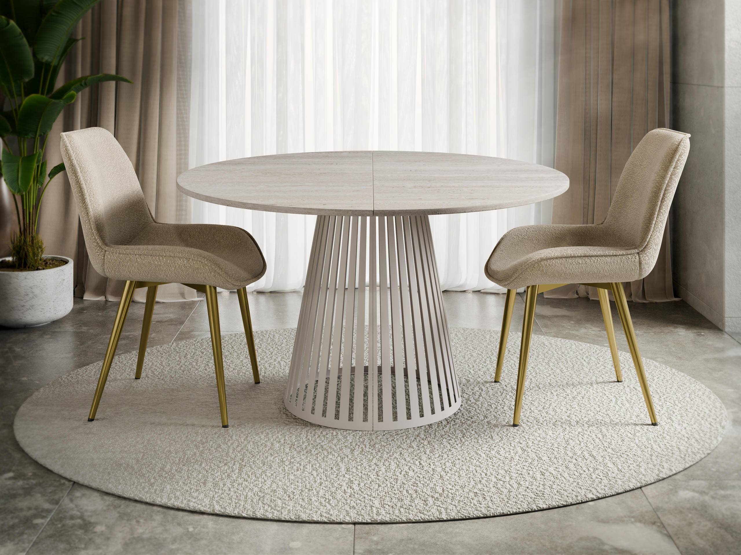 Table Prudentia II (Light travertine + Cashmere)