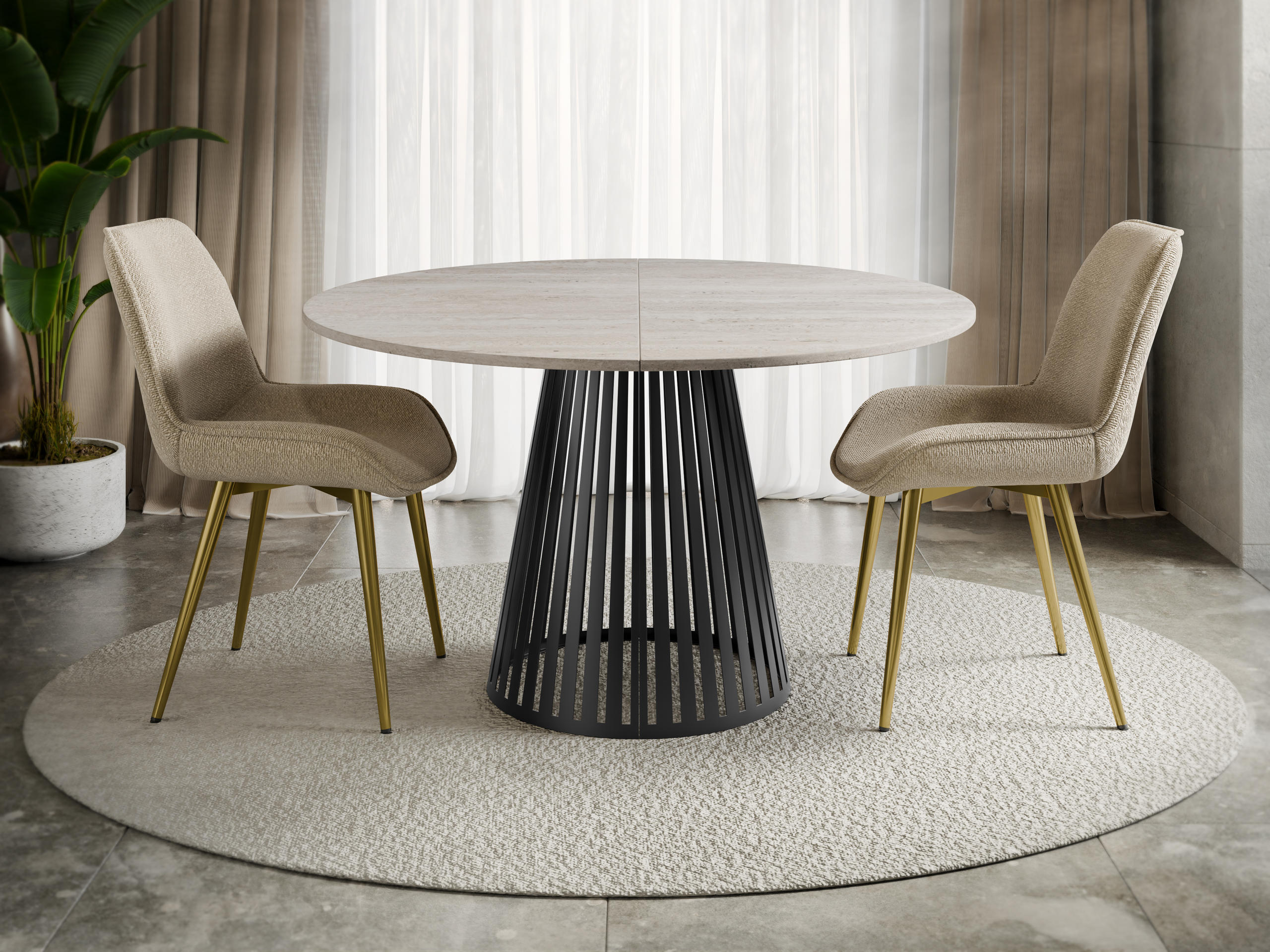 Table Prudentia (Light travertine + Black)