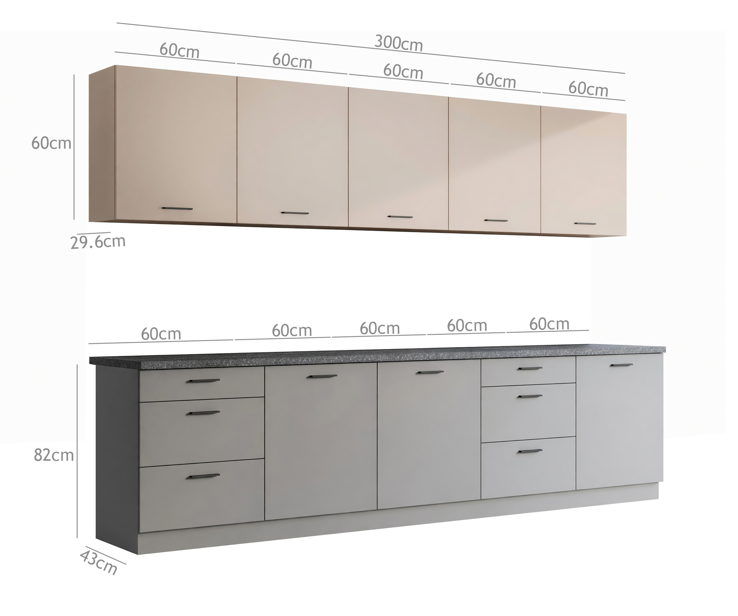 Modular kitchen set Ati Cashmere Grey 101
