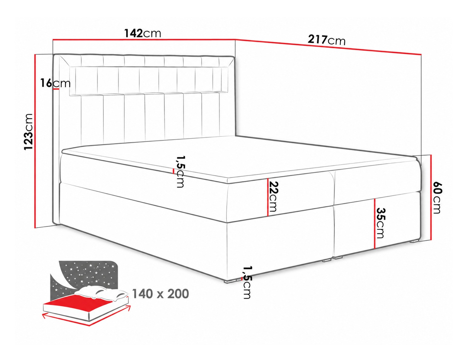 Continental bed Pomum (Magic Velvet 2217)