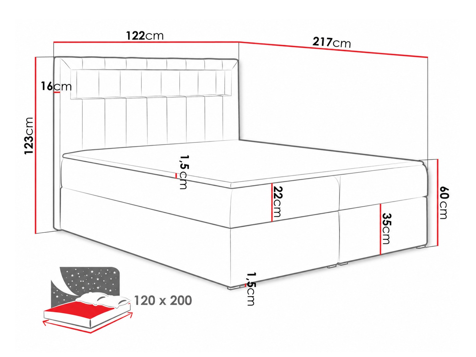Continental bed Pomum (Magic Velvet 2225)
