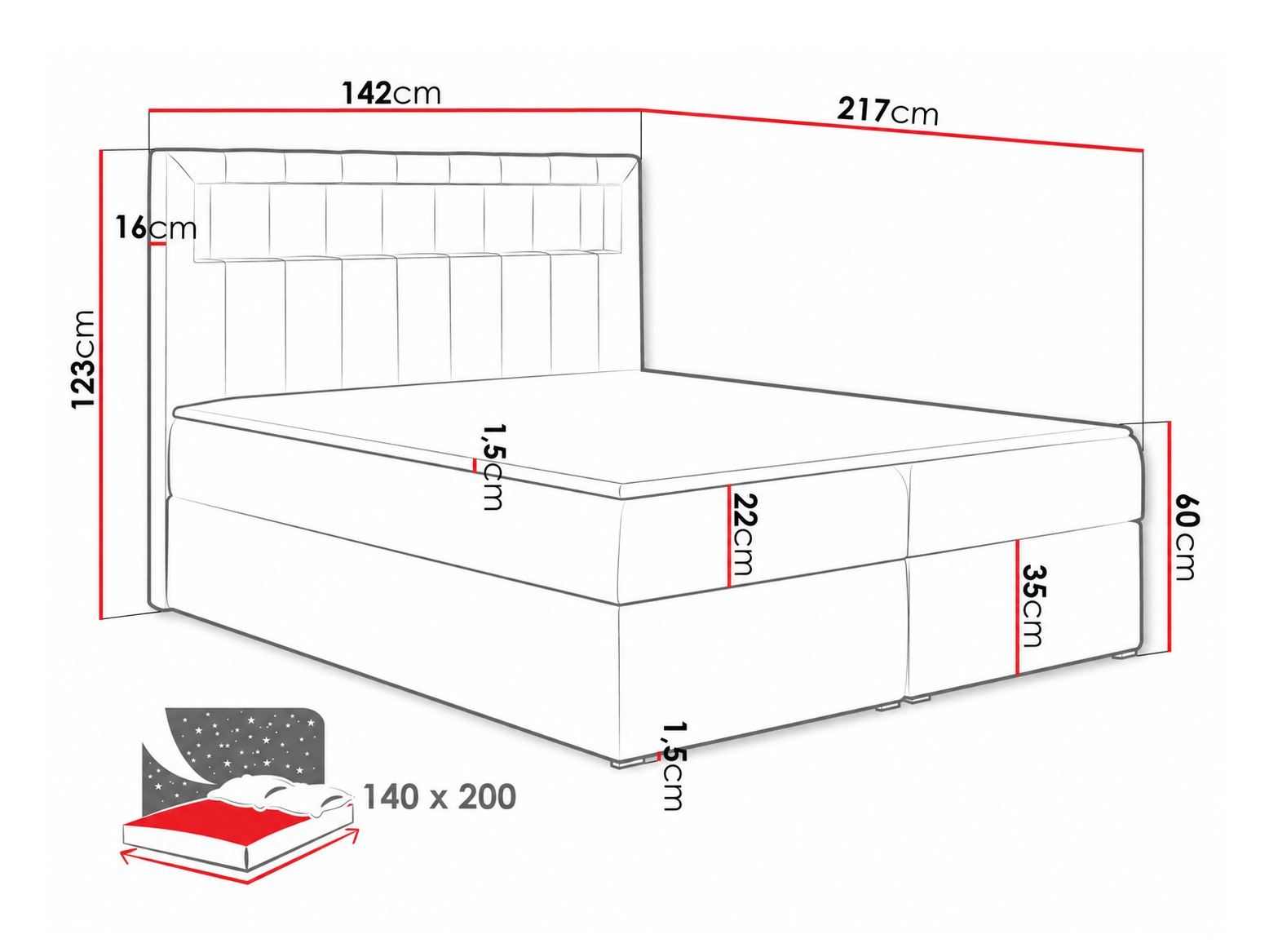 Continental bed Pomum (Magic Velvet 2225)