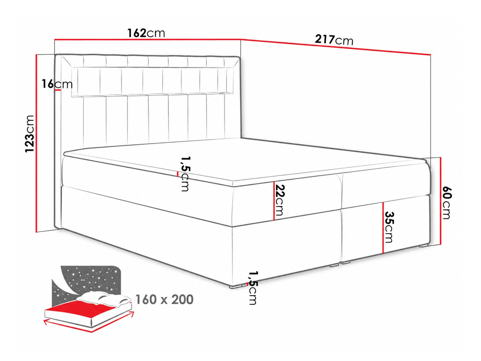Continental bed Pomum (Magic Velvet 2225)