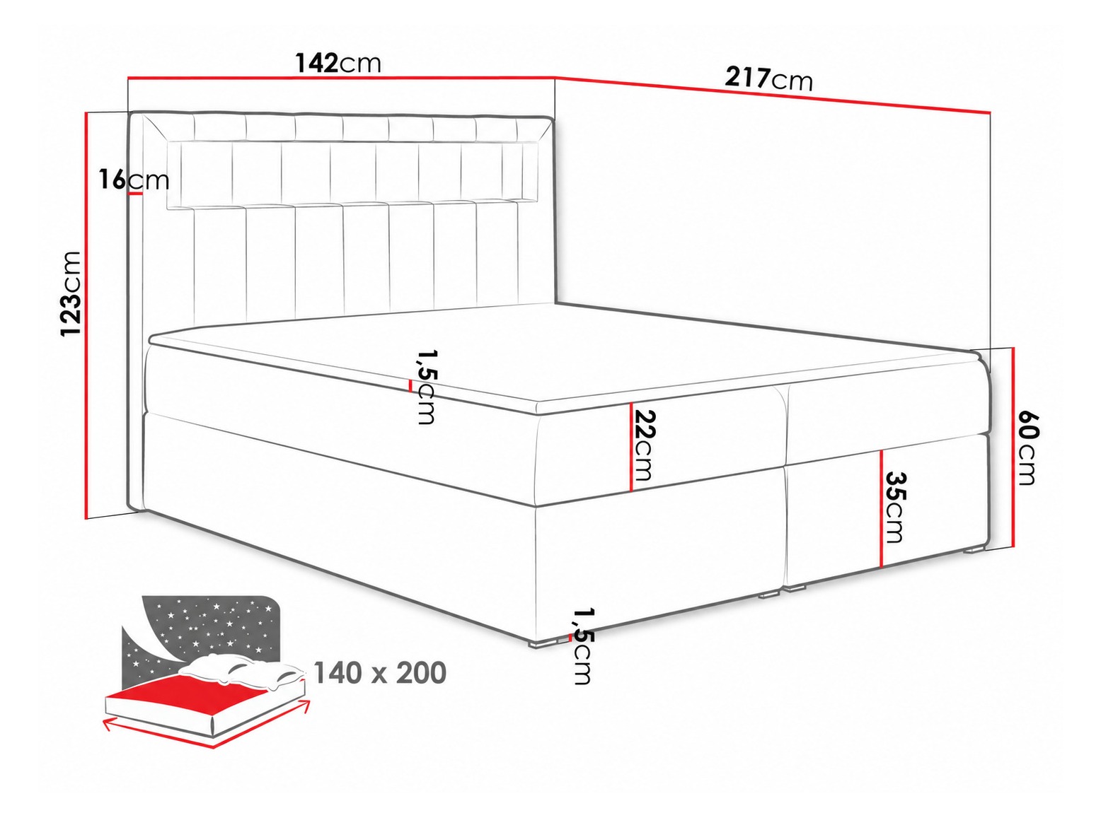 Continental bed Pomum (Soft 029)