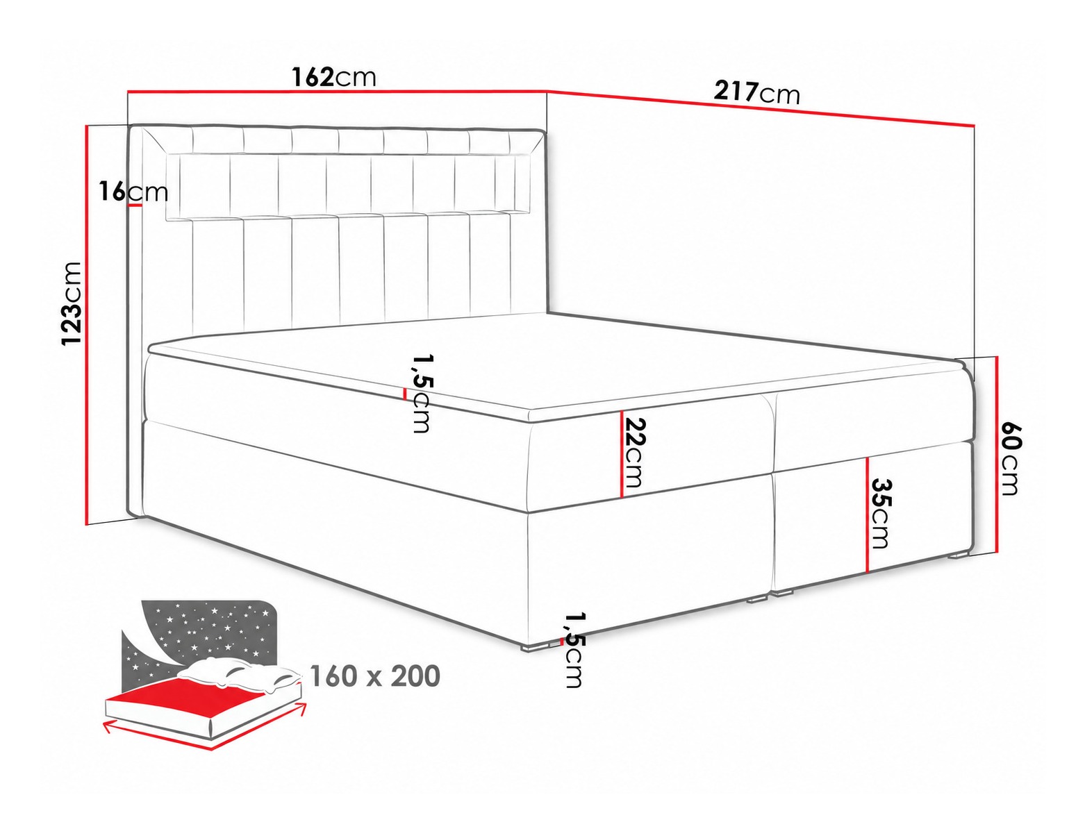 Continental bed Pomum (Velutto 11)