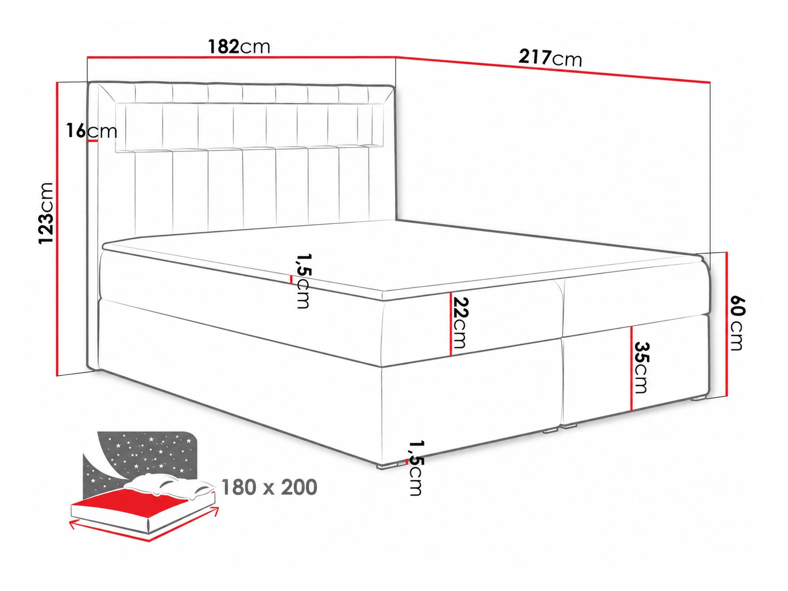Continental bed Pomum (Velutto 11)