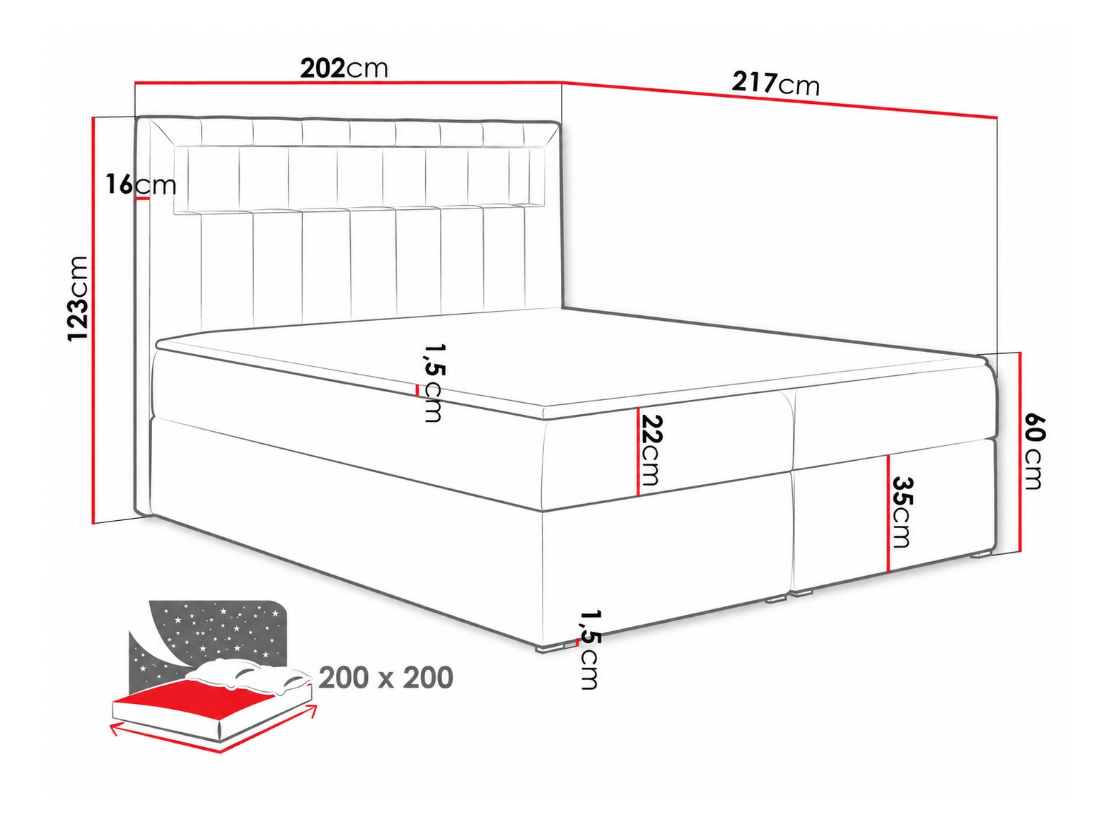 Continental bed Pomum (Velutto 11)