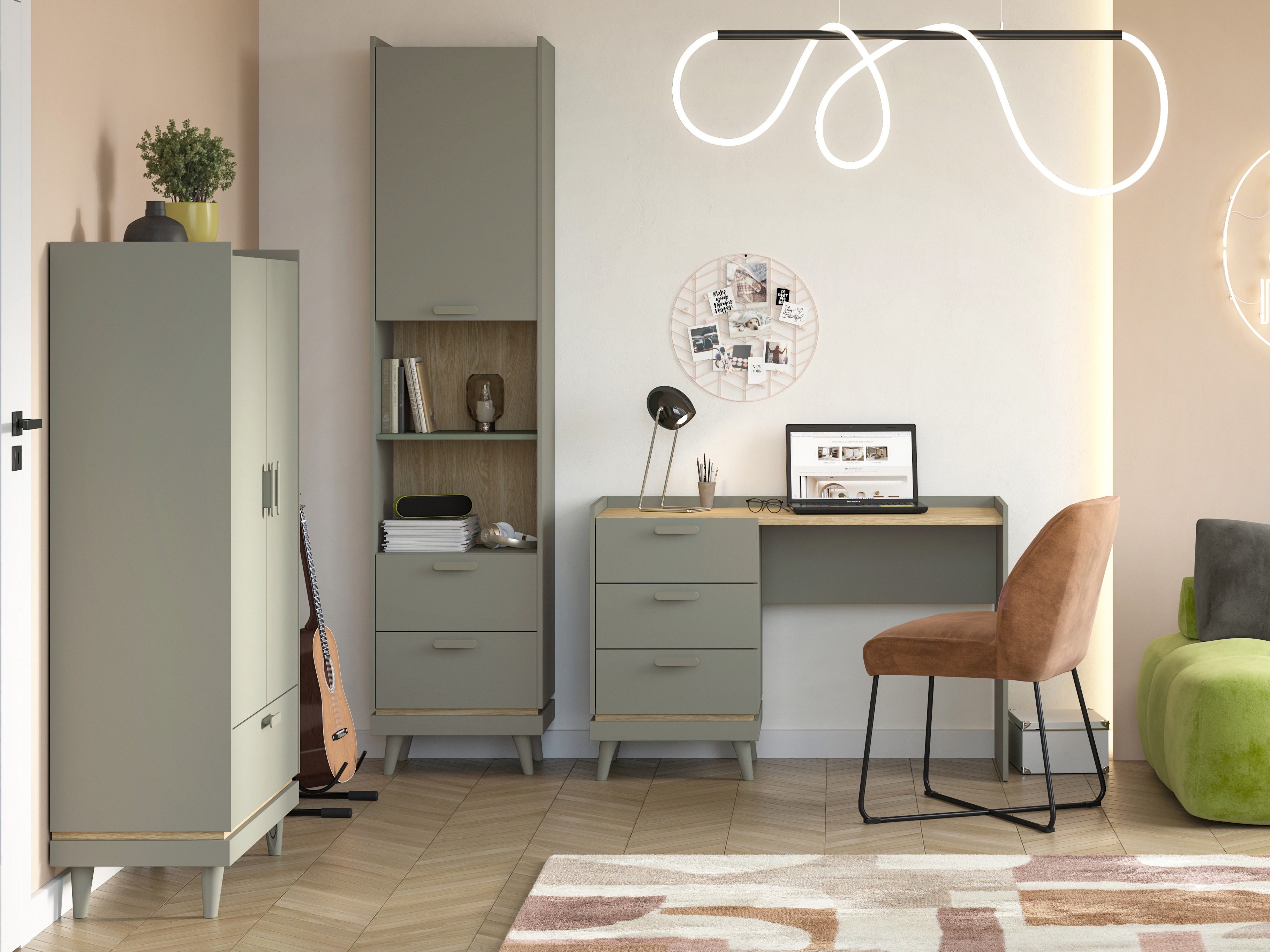 Desk Fertalu 103 (Green + Oak)