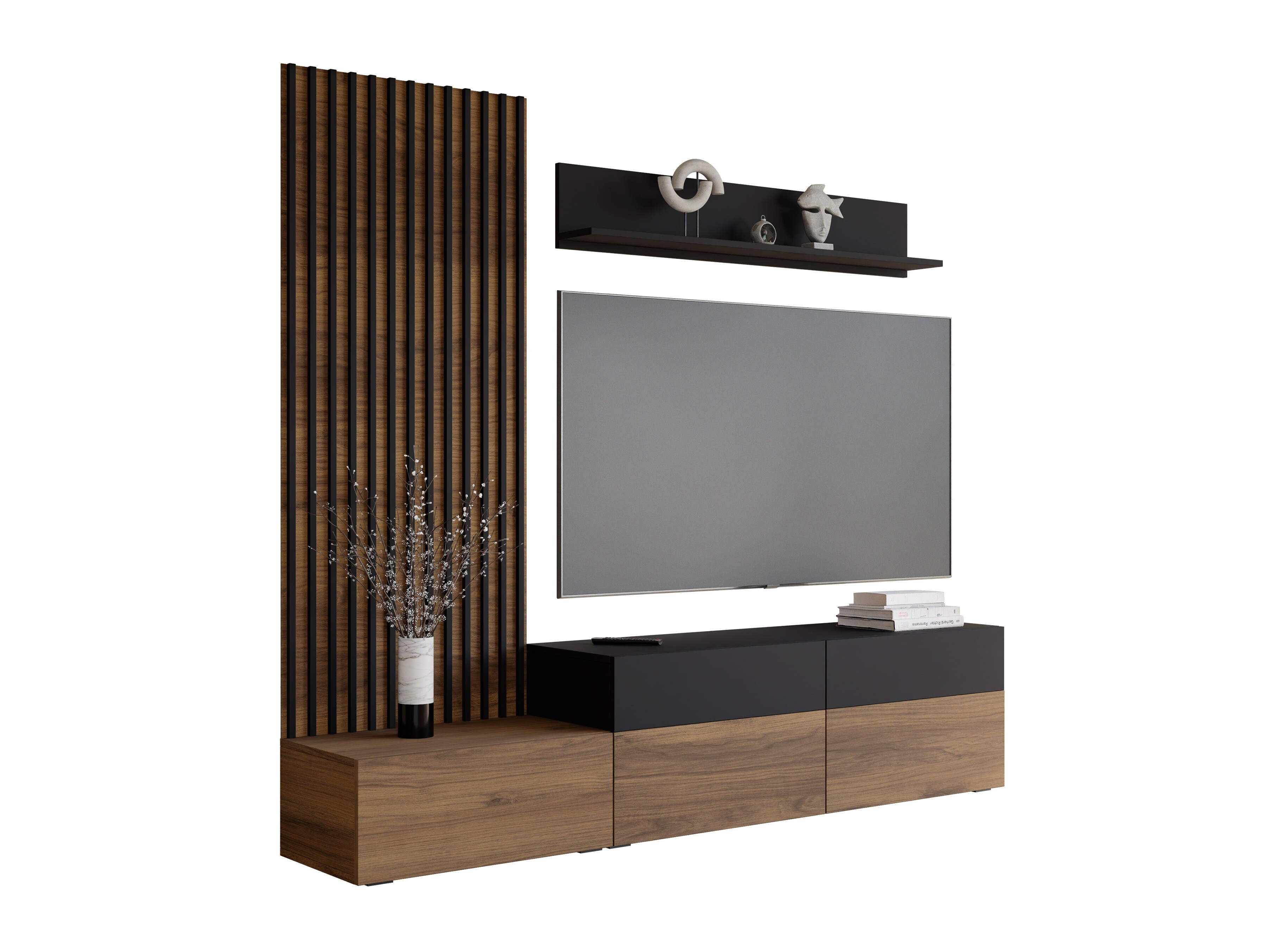 Living room set Comfivo Munium I (Walnut + Black)