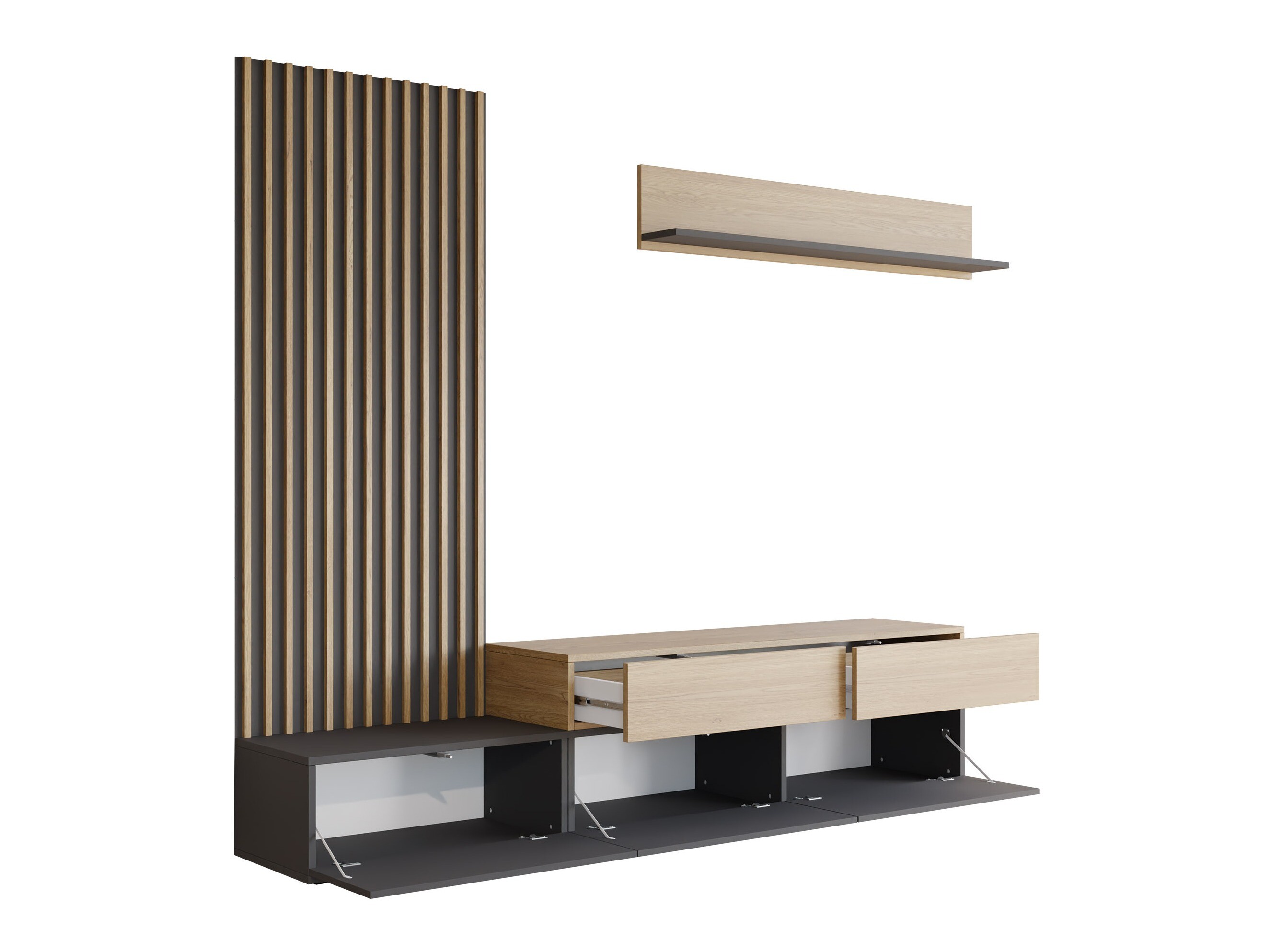Living room set Comfivo Munium I (Walnut + Black)