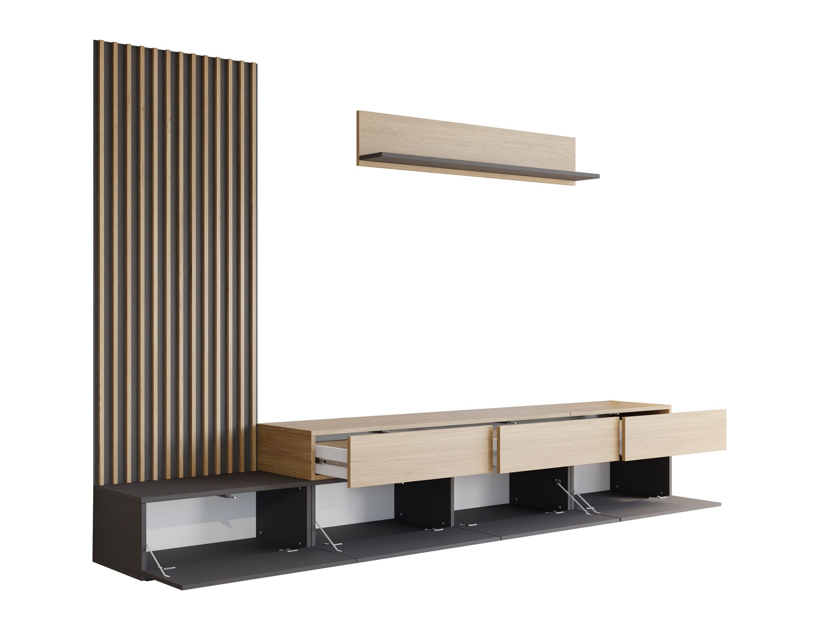 Living room set Comfivo Munium II (Graphite + Oak)