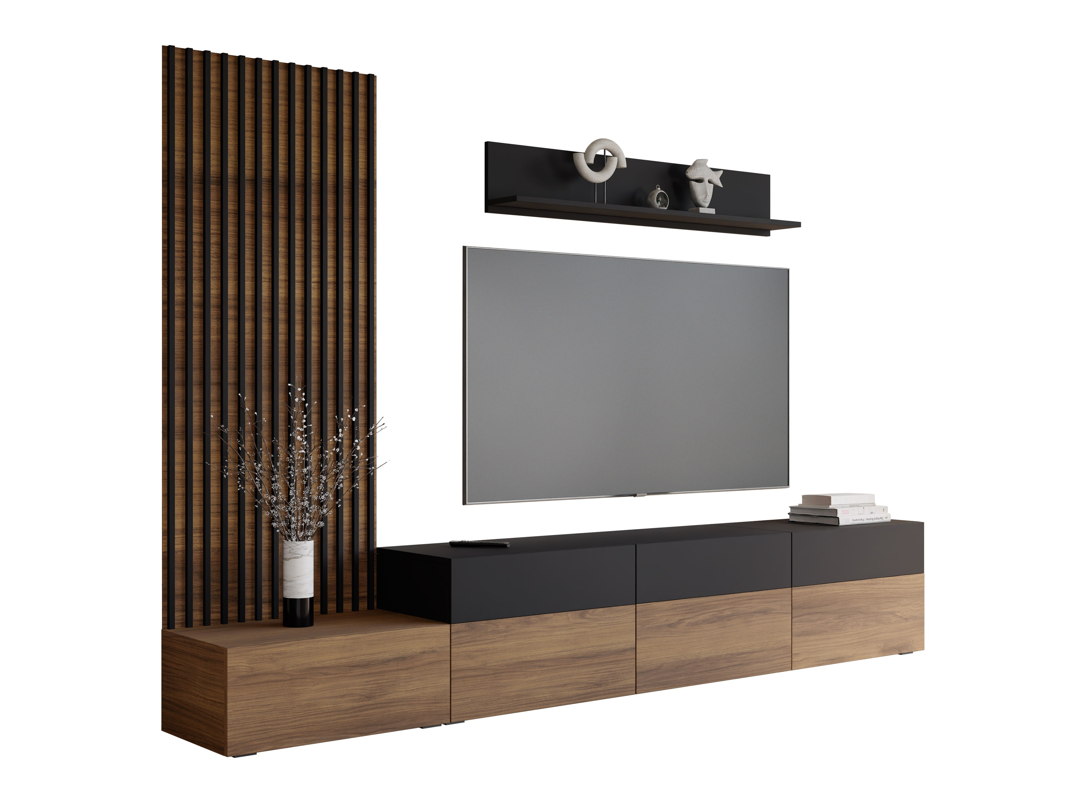 Living room set Comfivo Munium II (Walnut + Black)