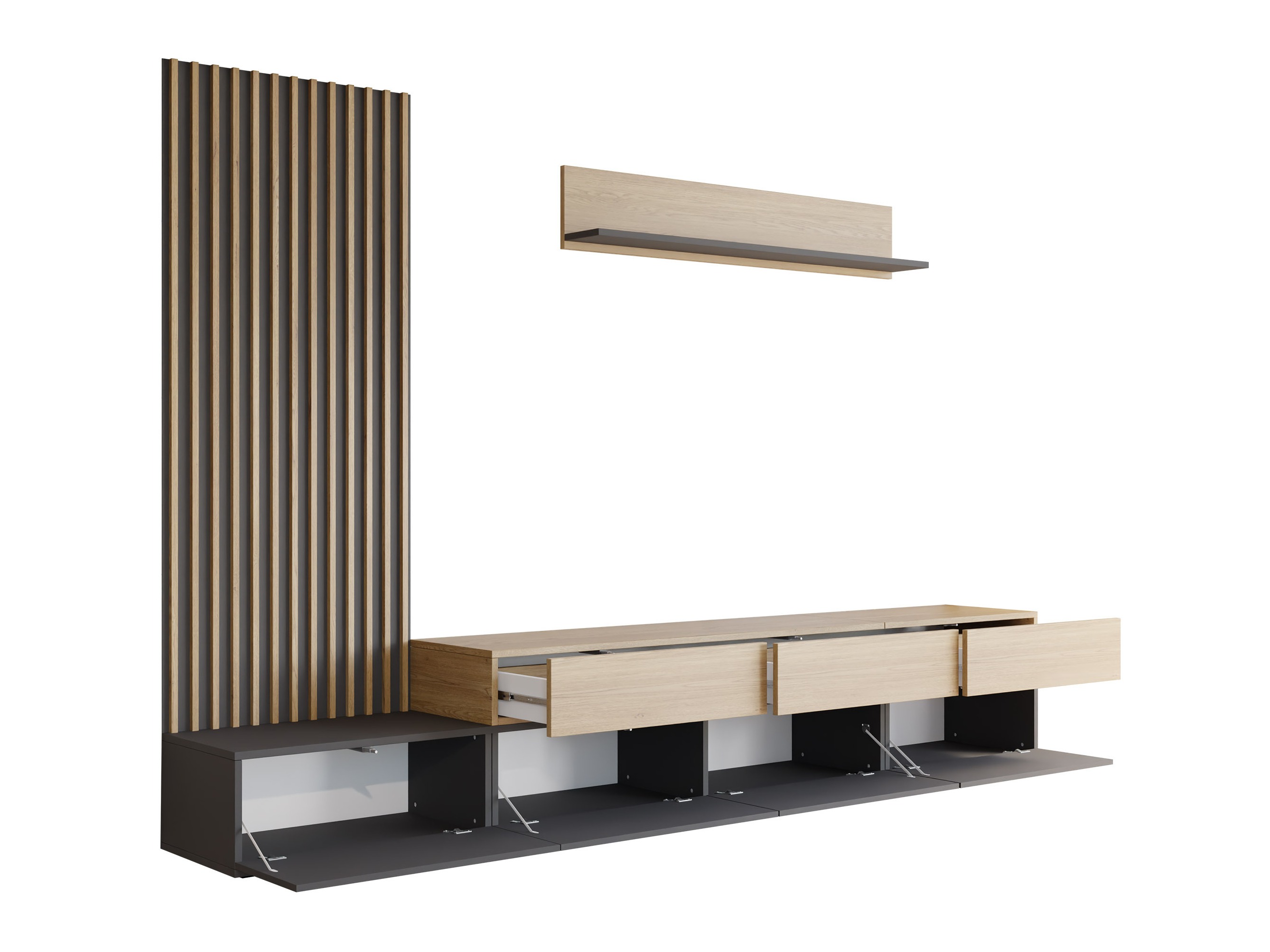Living room set Comfivo Munium II (Walnut + Black)