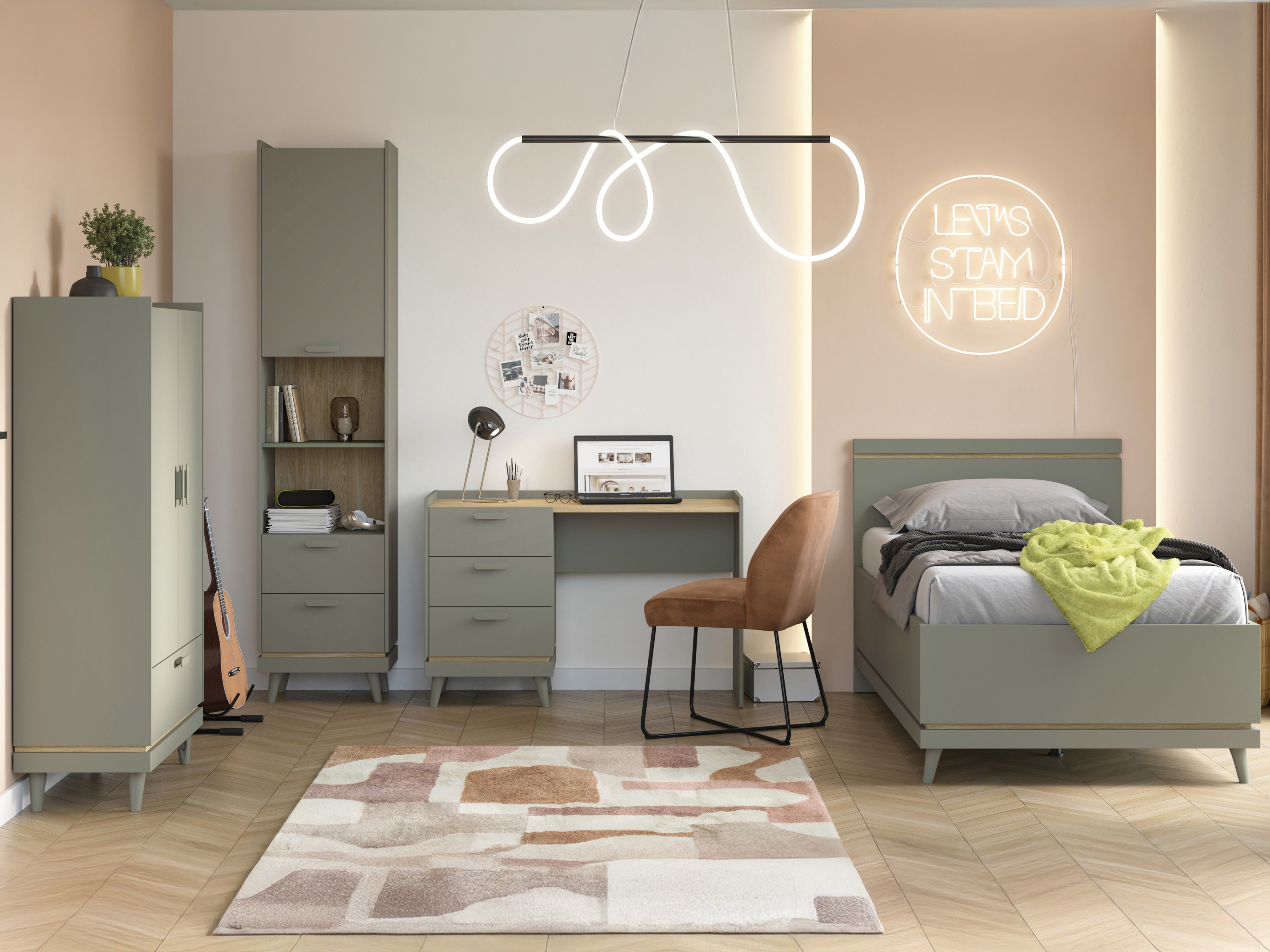 Bookcase Fertalu 105 (Green + Oak)