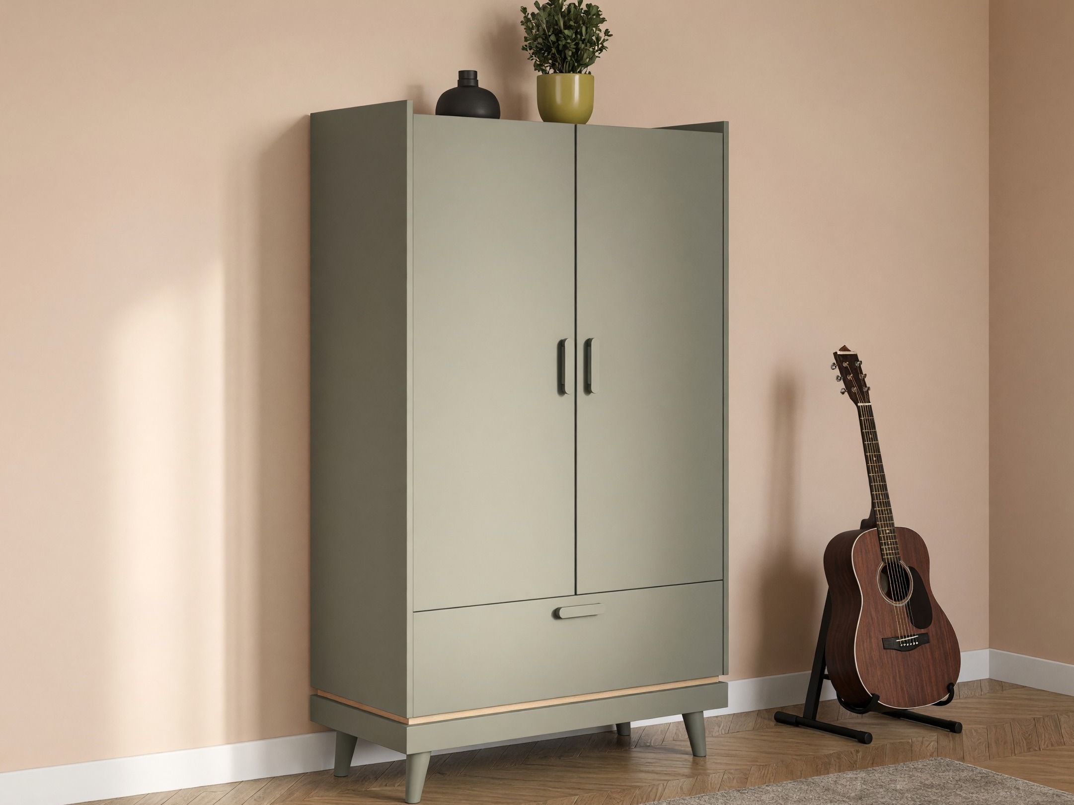 Bookcase Fertalu 105 (Green + Oak)