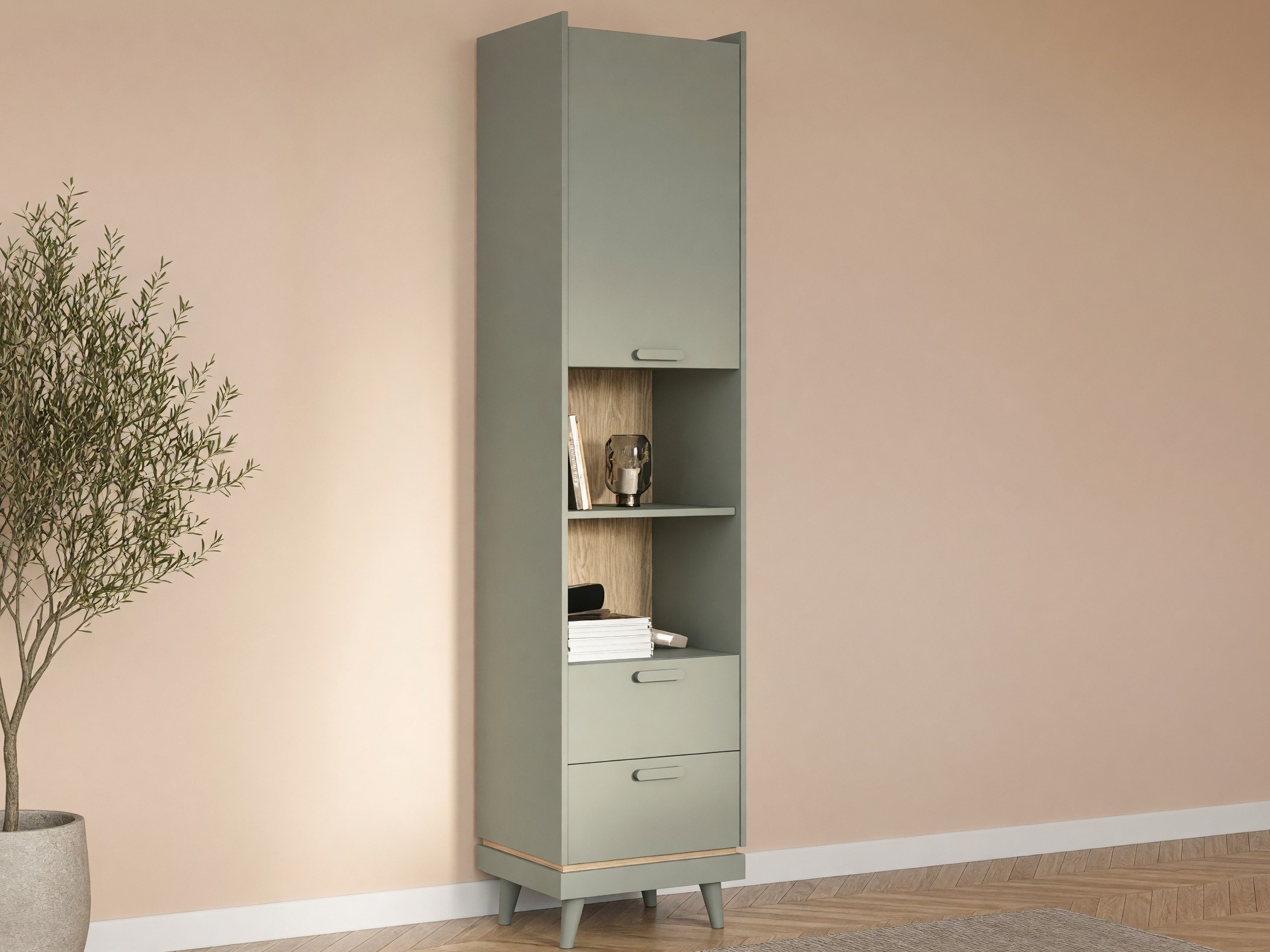 Bookcase Fertalu 106 (Green + Oak)