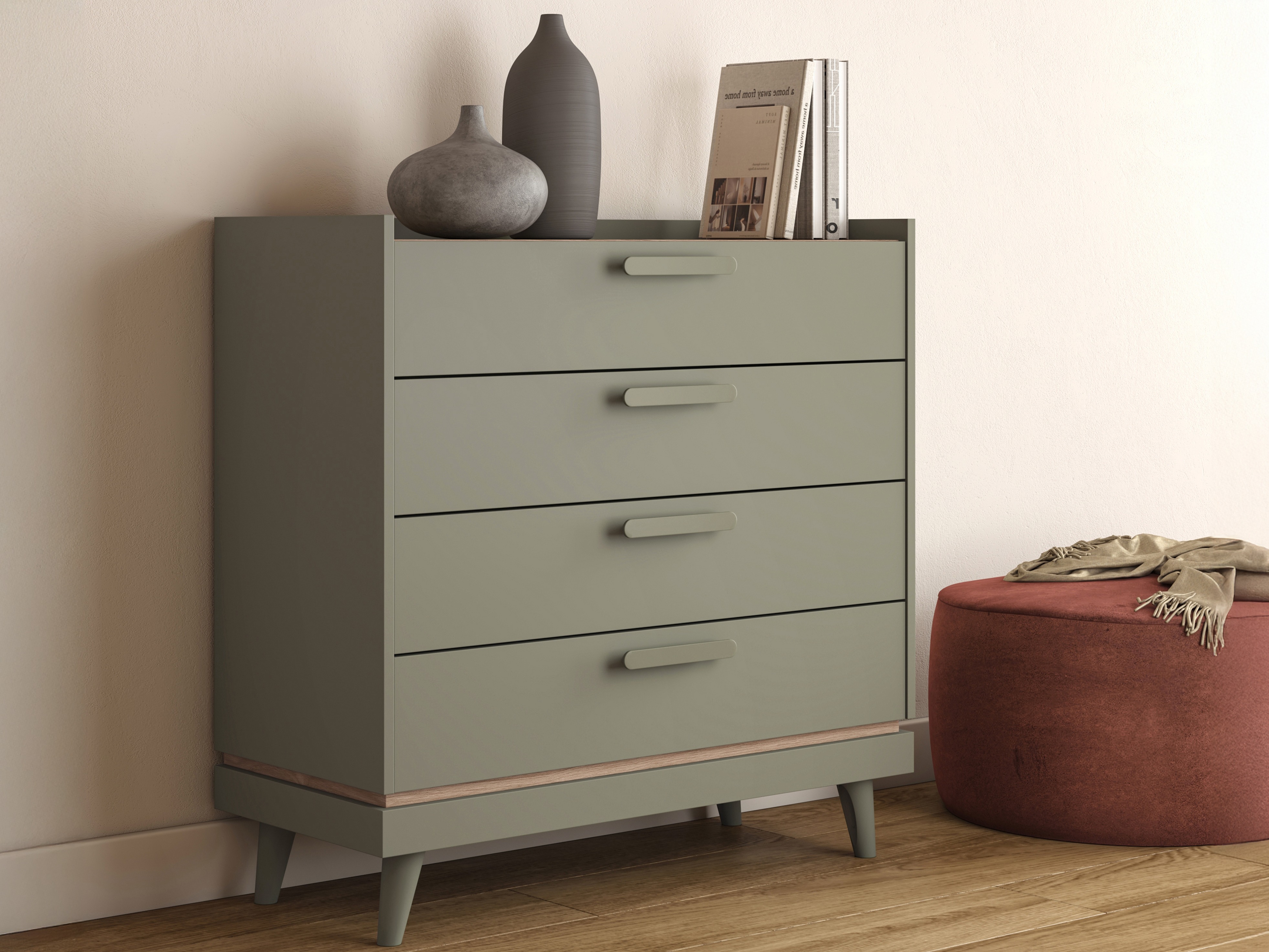 Chest of drawers Fertalu 104 (Green + Oak)