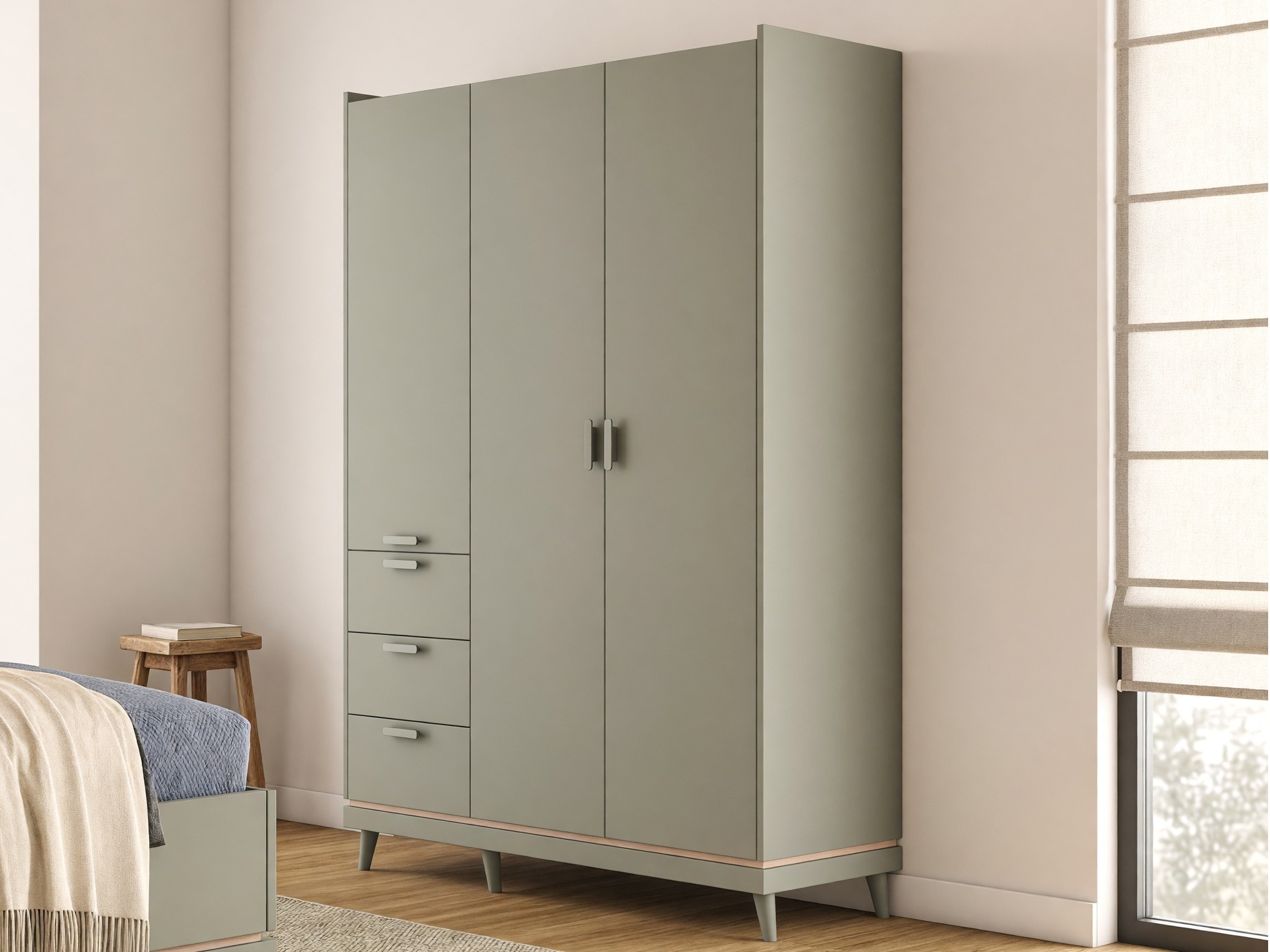 Wardrobe Fertalu 100 (Green + Oak)