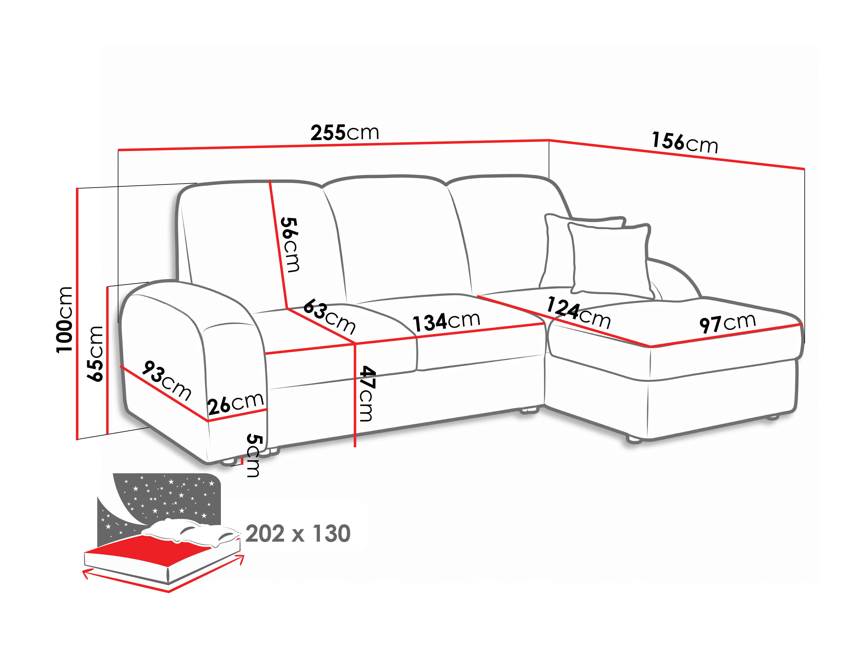 Corner sofa Carson 137 (Vibe 06)