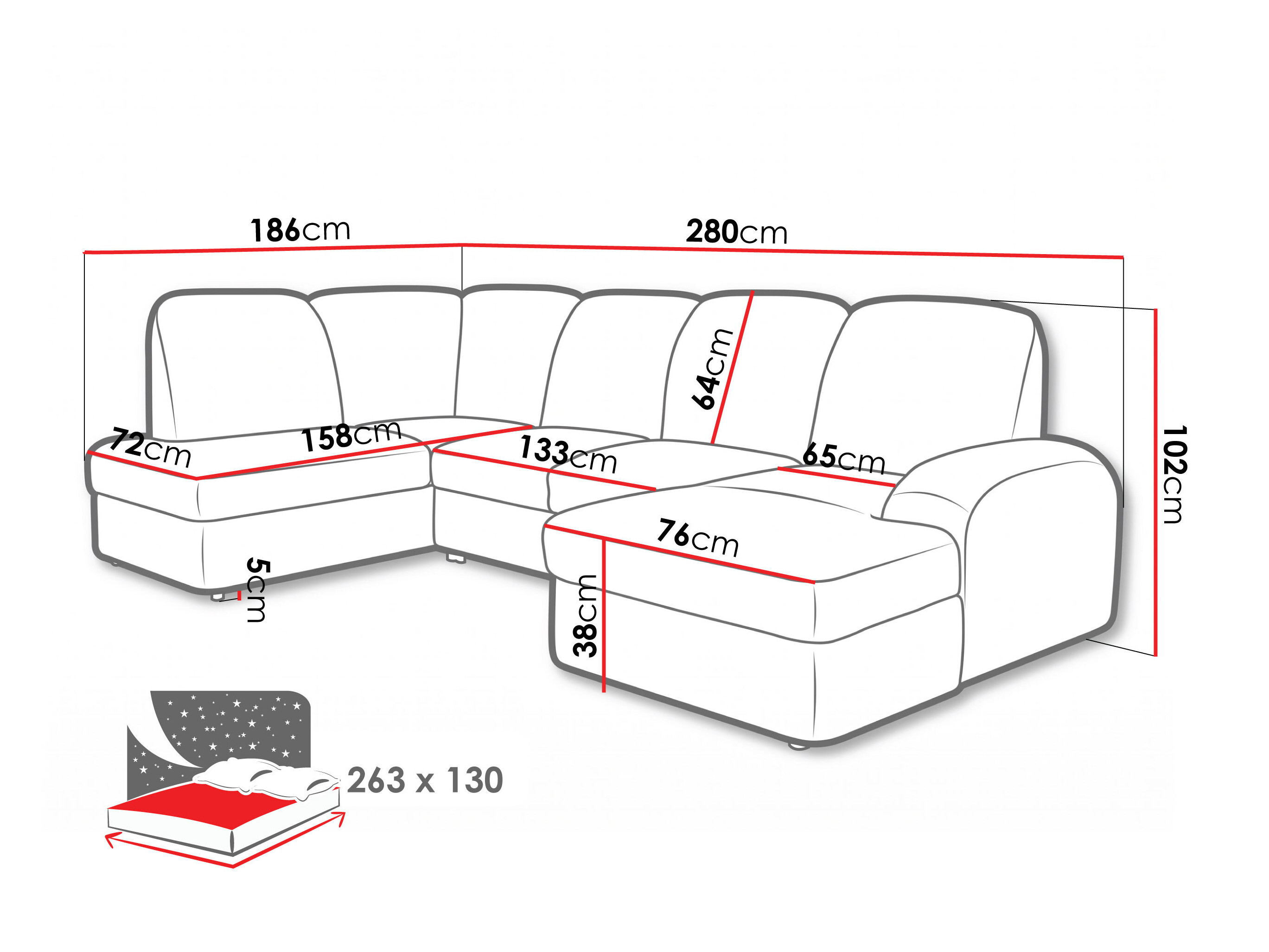 Corner sofa Carson 138 (Vibe 06)