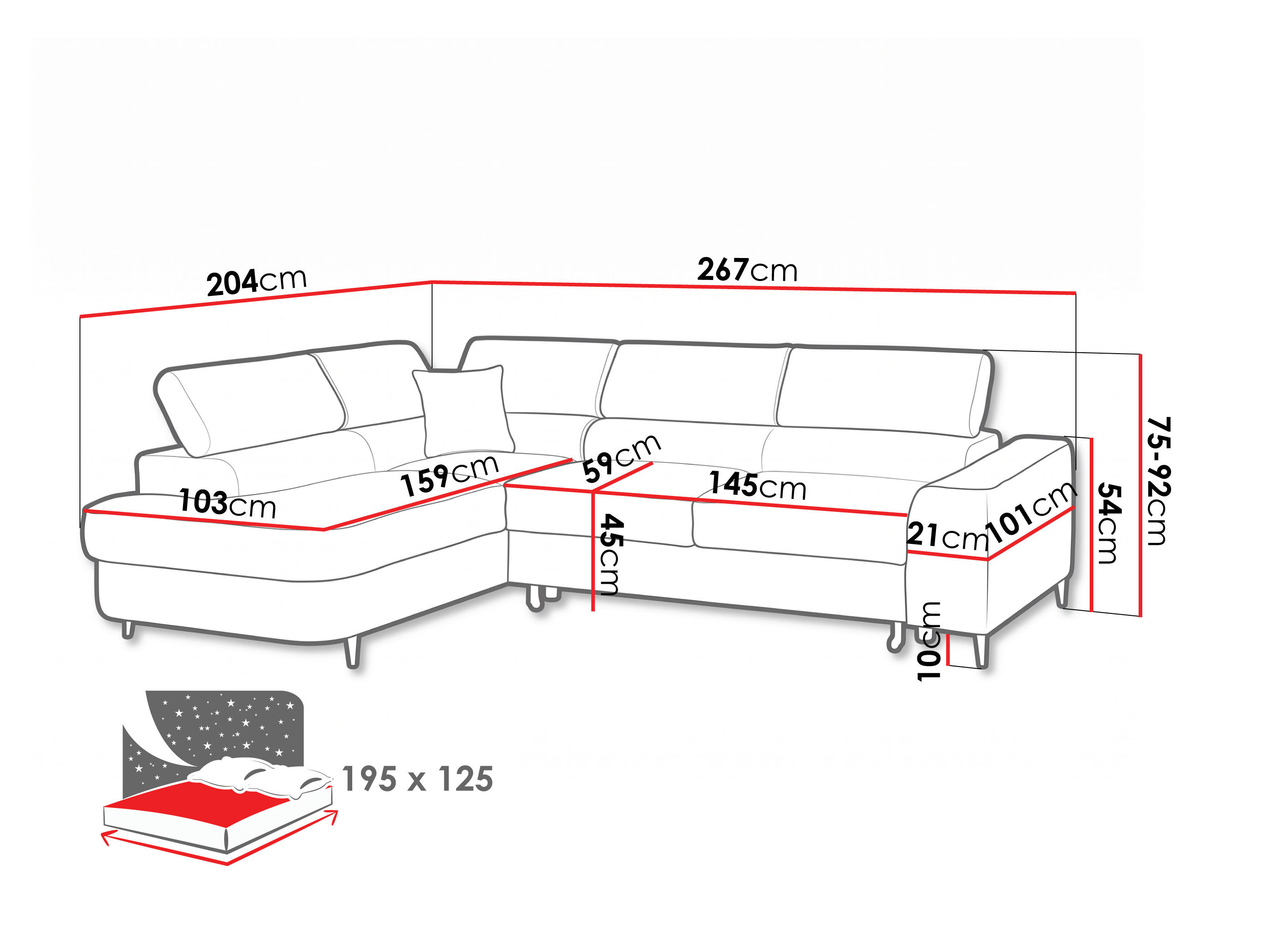 Corner sofa Carson 143 (Lumo 55)