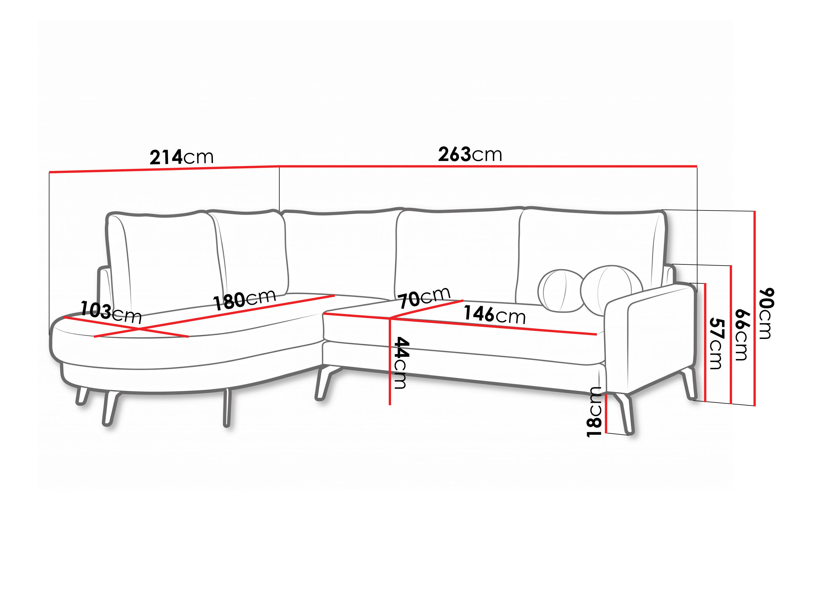 Corner sofa Carson 146 (Bellini 01)