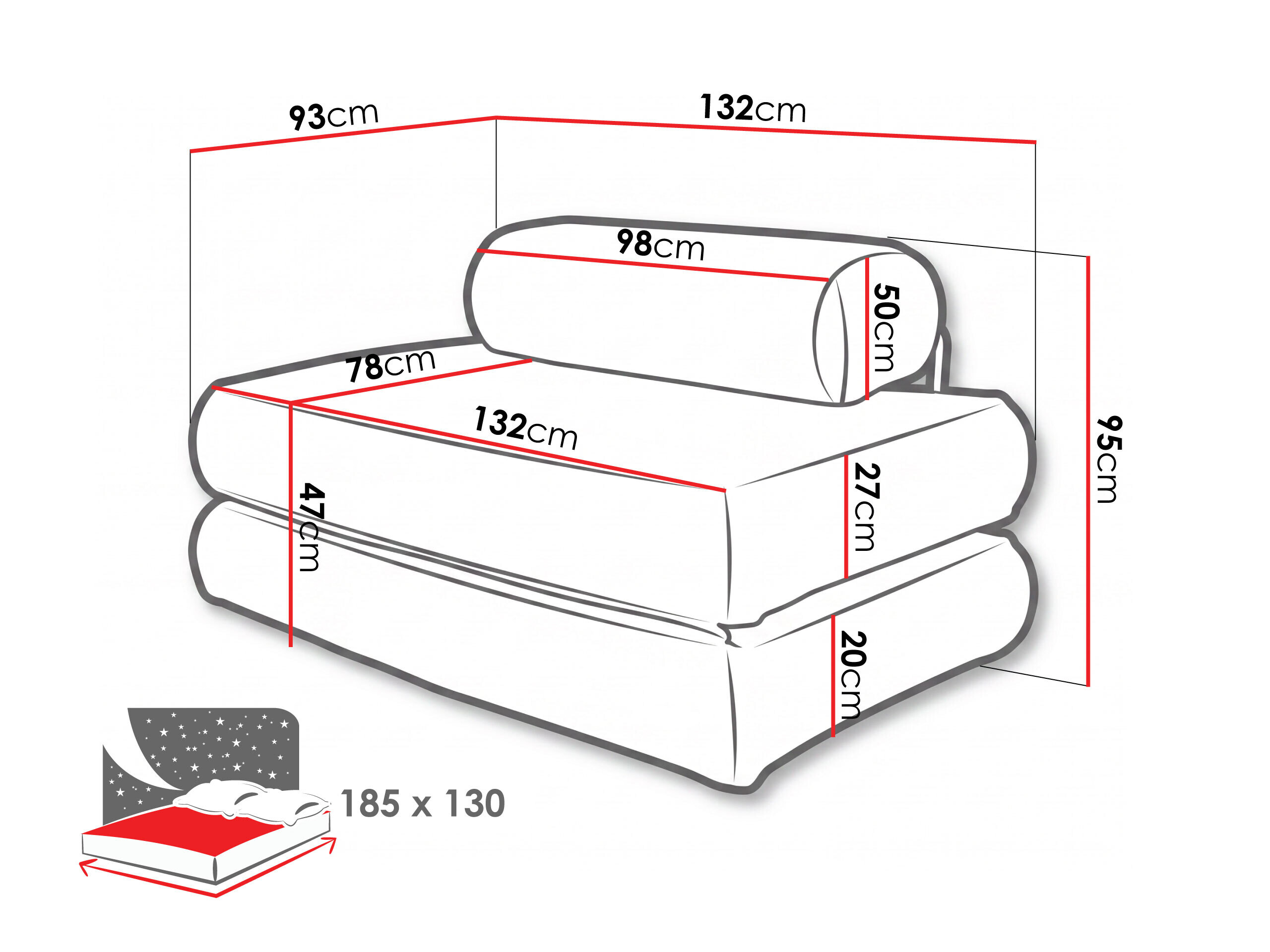 Sofa bed Carson 141 (Cruz 48)
