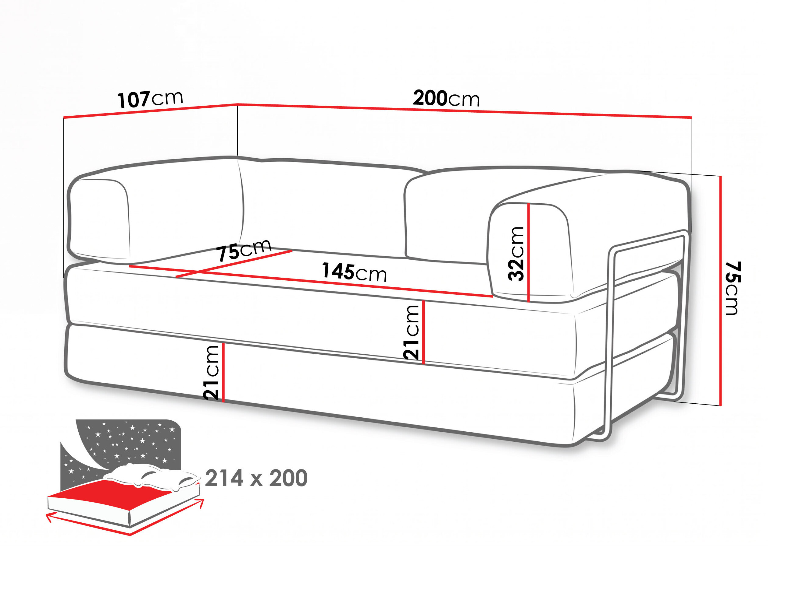 Sofa bed Carson 147 (Cruz 15)