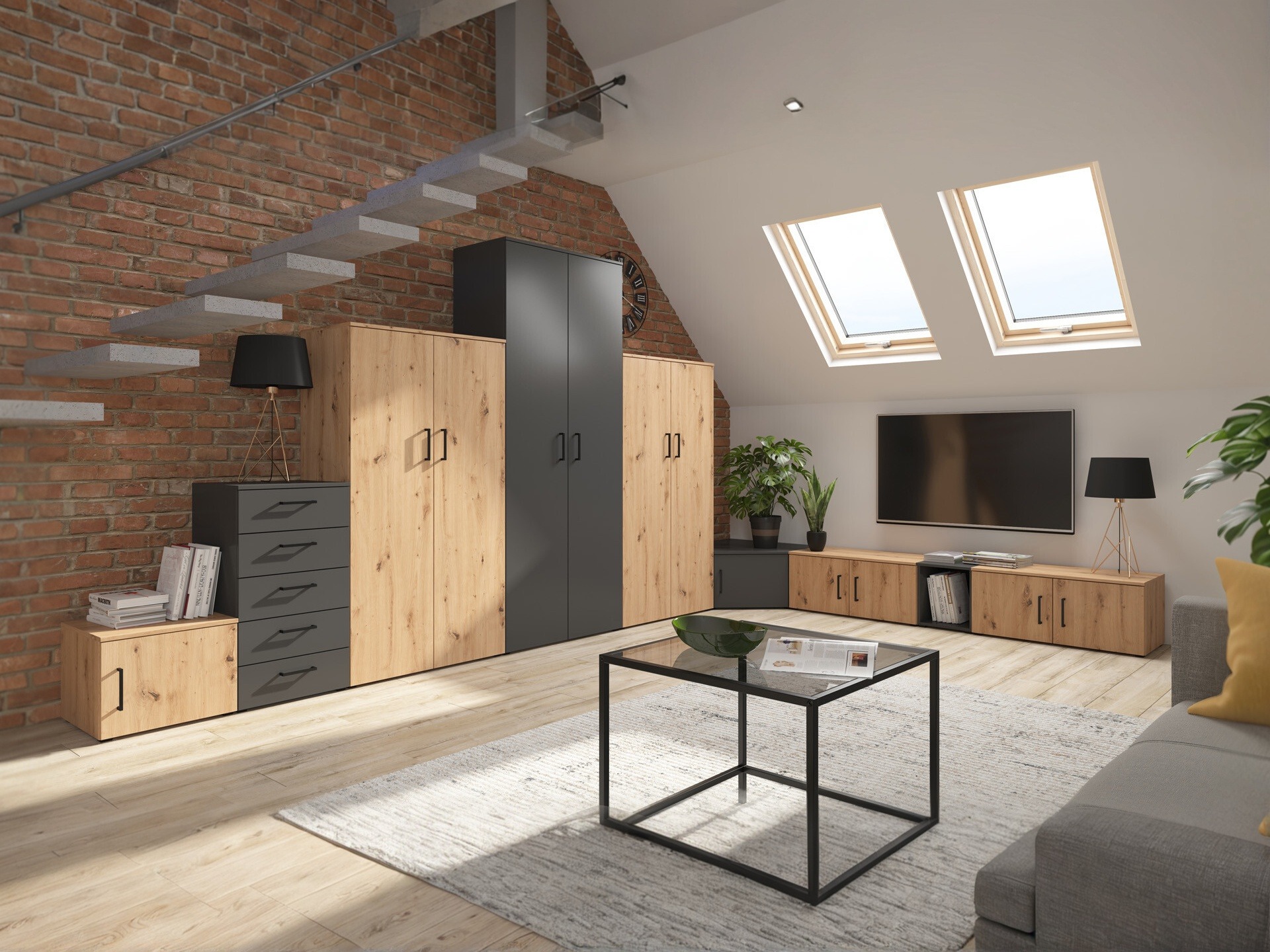 Bookcase Fenopha 200 (Graphite)