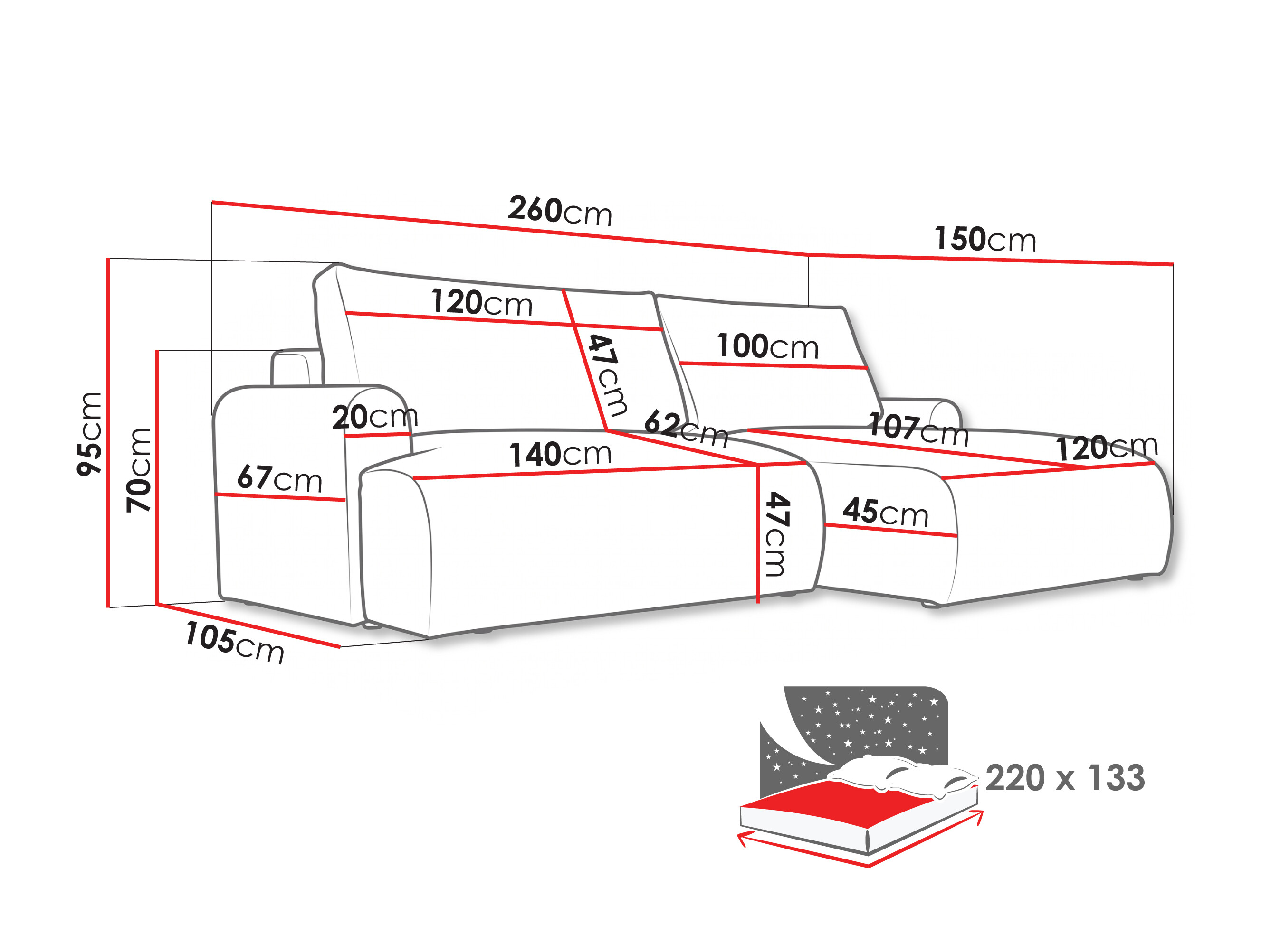 Corner sofa Lufkin 152 (Aragon 14)
