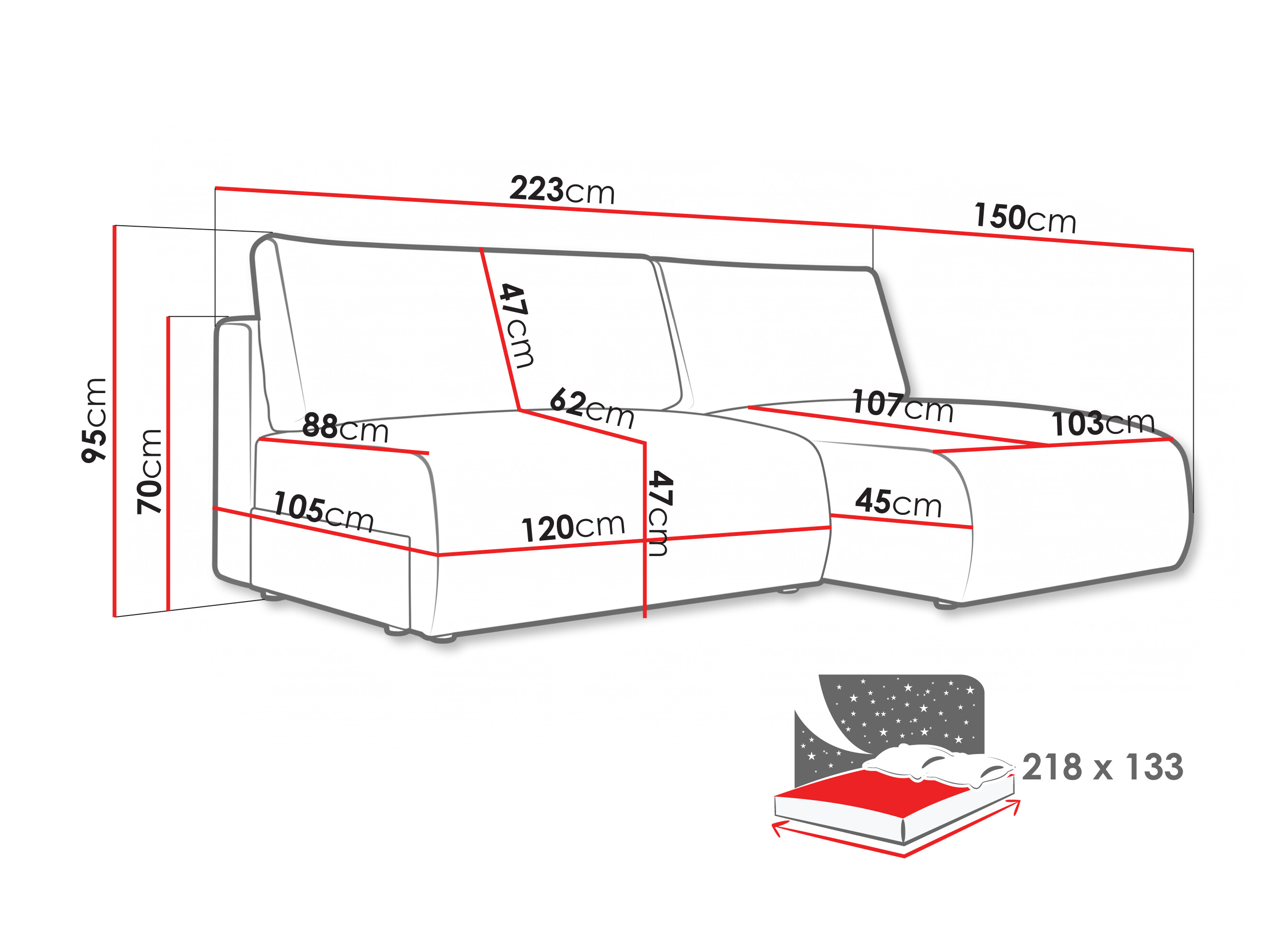 Corner sofa Lufkin 154 (Aragon 56)