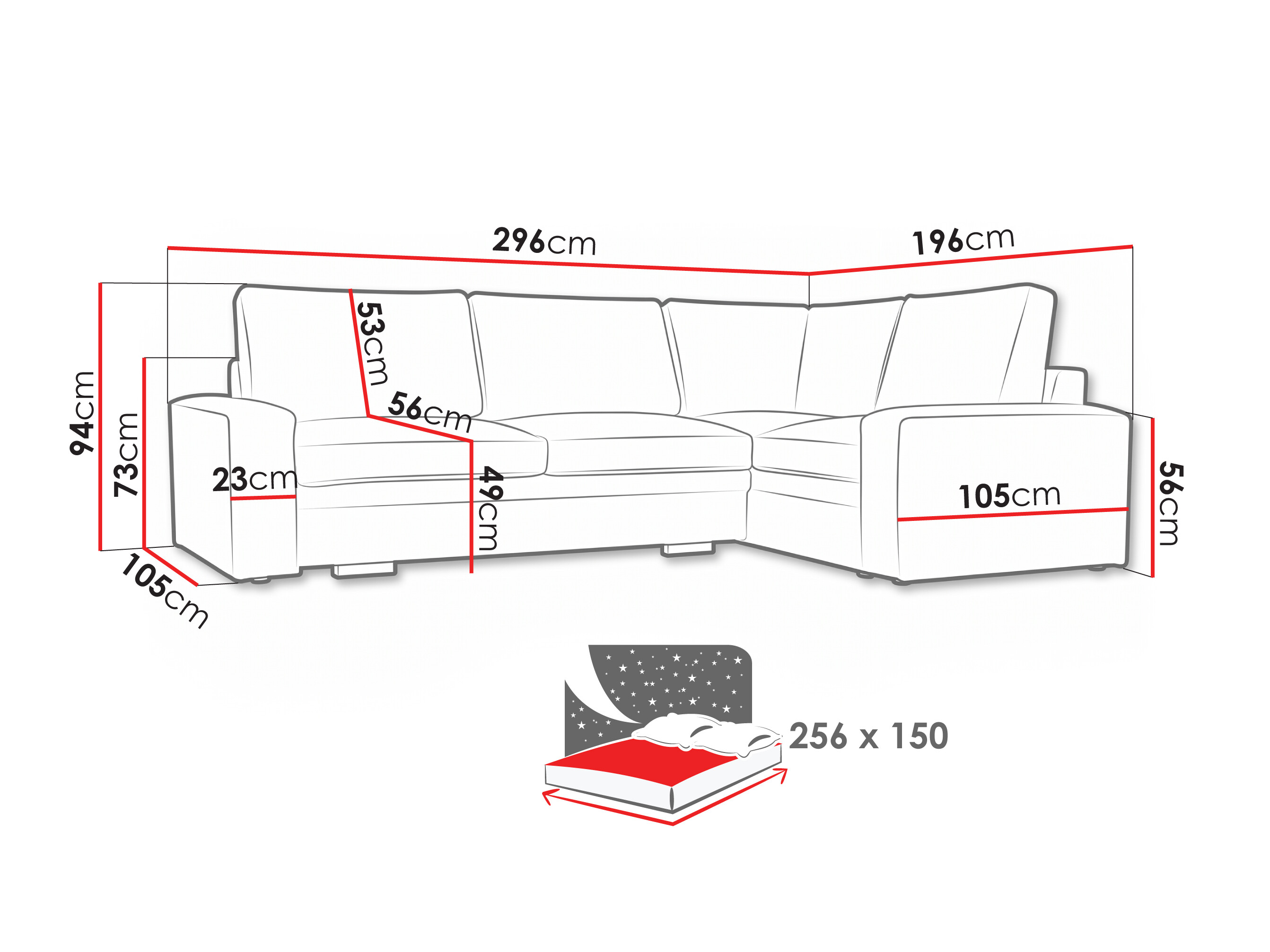 Corner sofa Lufkin 160 (Onega 11)