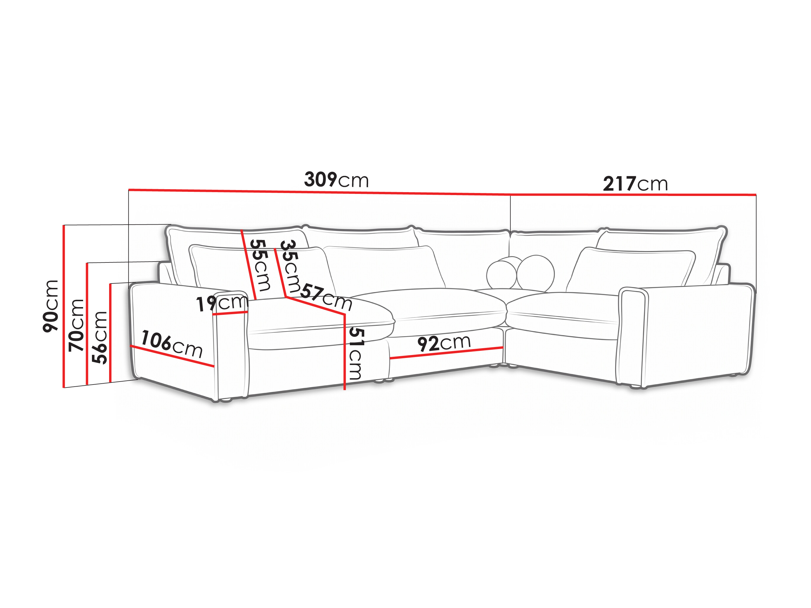 Corner sofa Lufkin 165 (Lincoln 37)