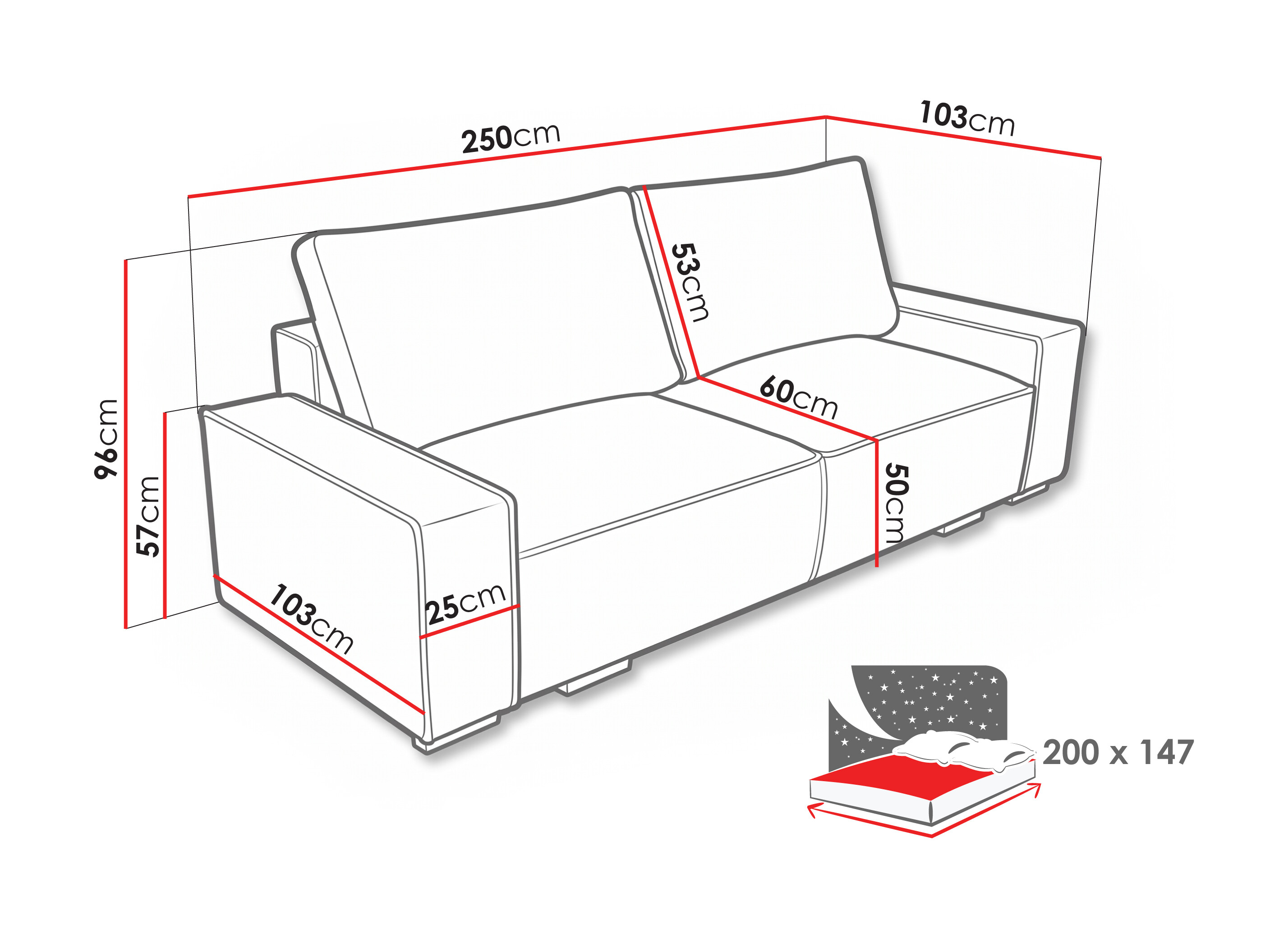 Sofa bed Lufkin 156 (Lincoln 90)