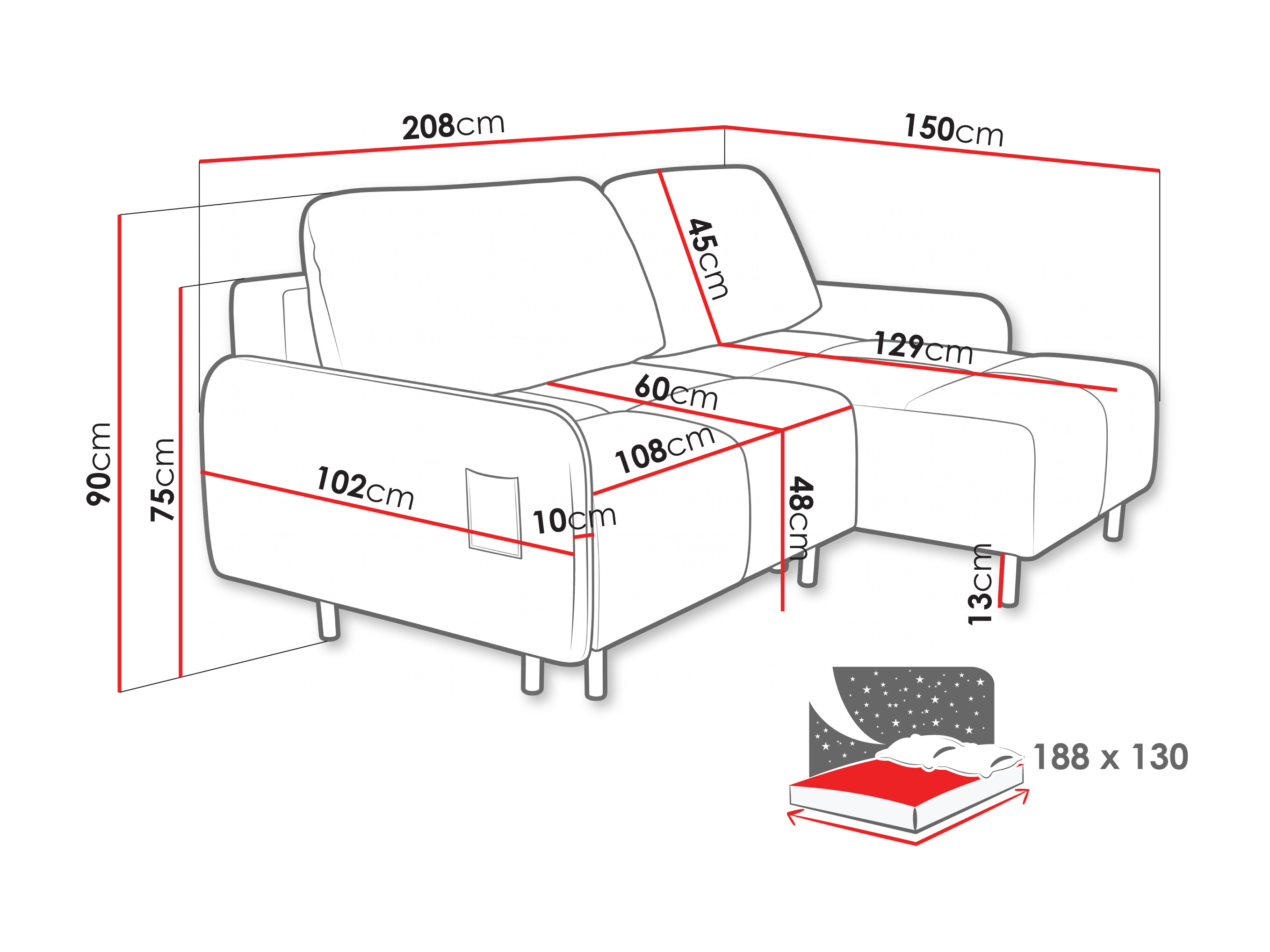 Corner sofa Lufkin 155 (Gerra 50)