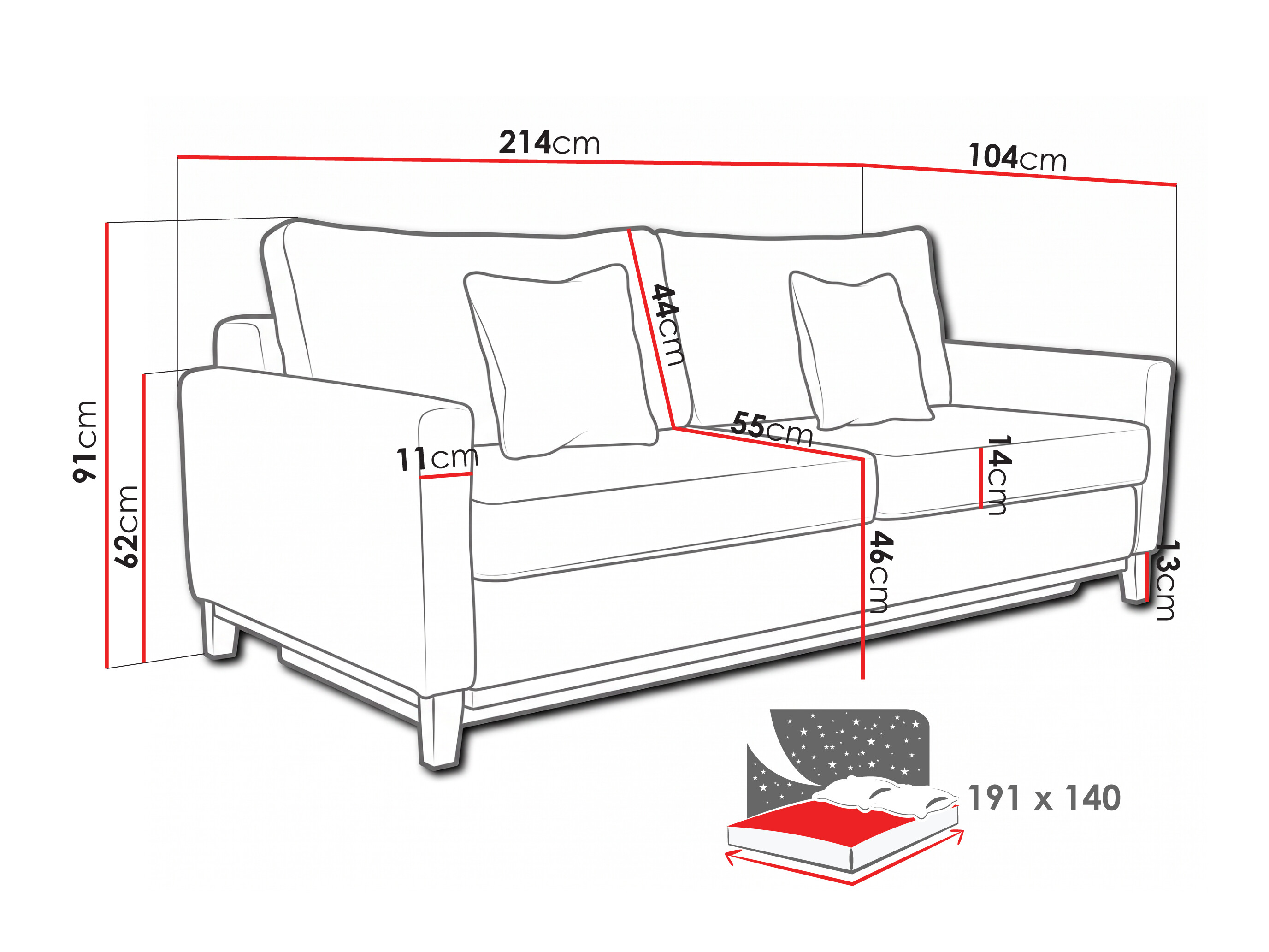 Sofa bed Lufkin 129 (Anafi 22)