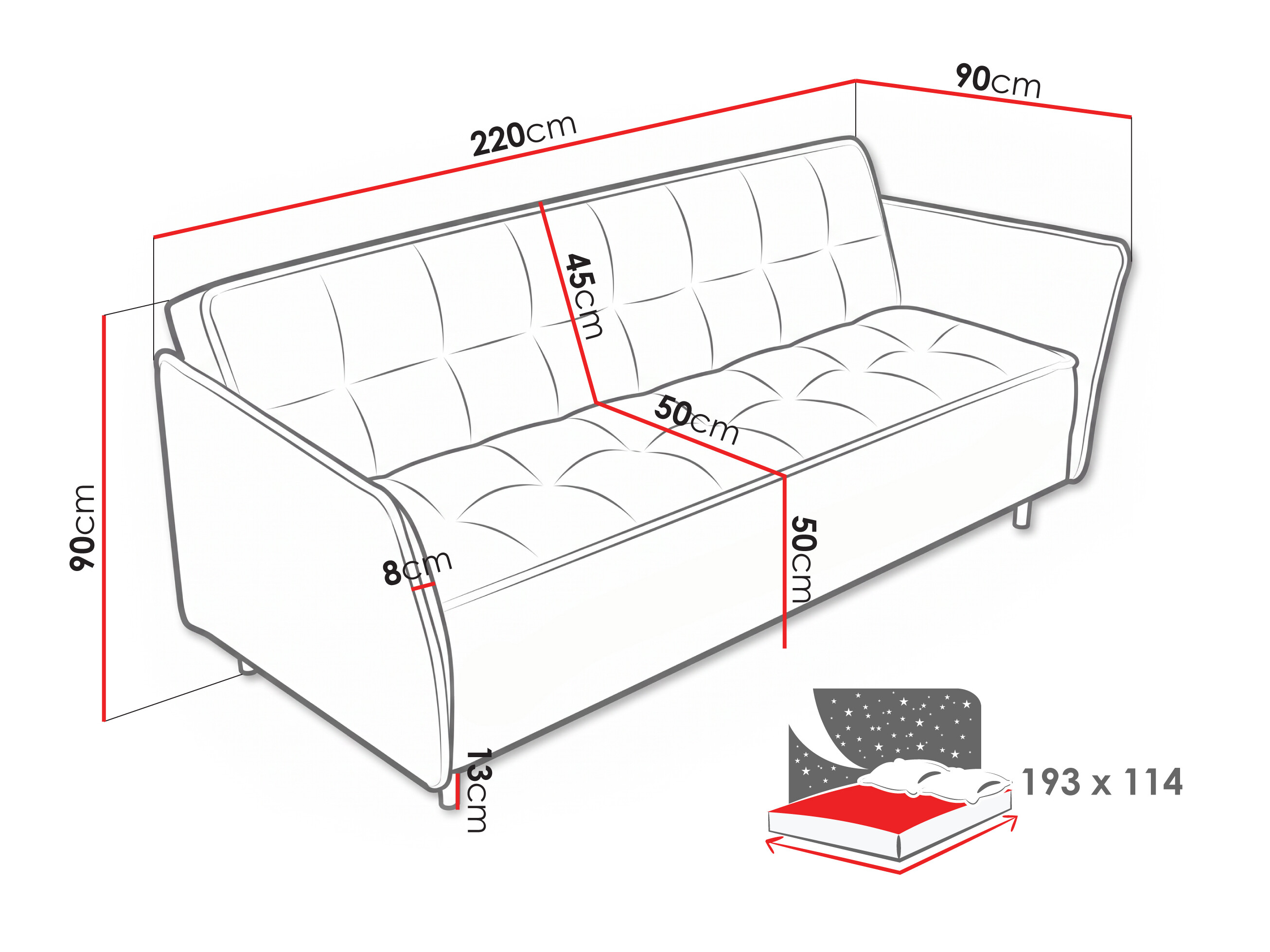 Sofa bed Lufkin 130 (Curio 60)