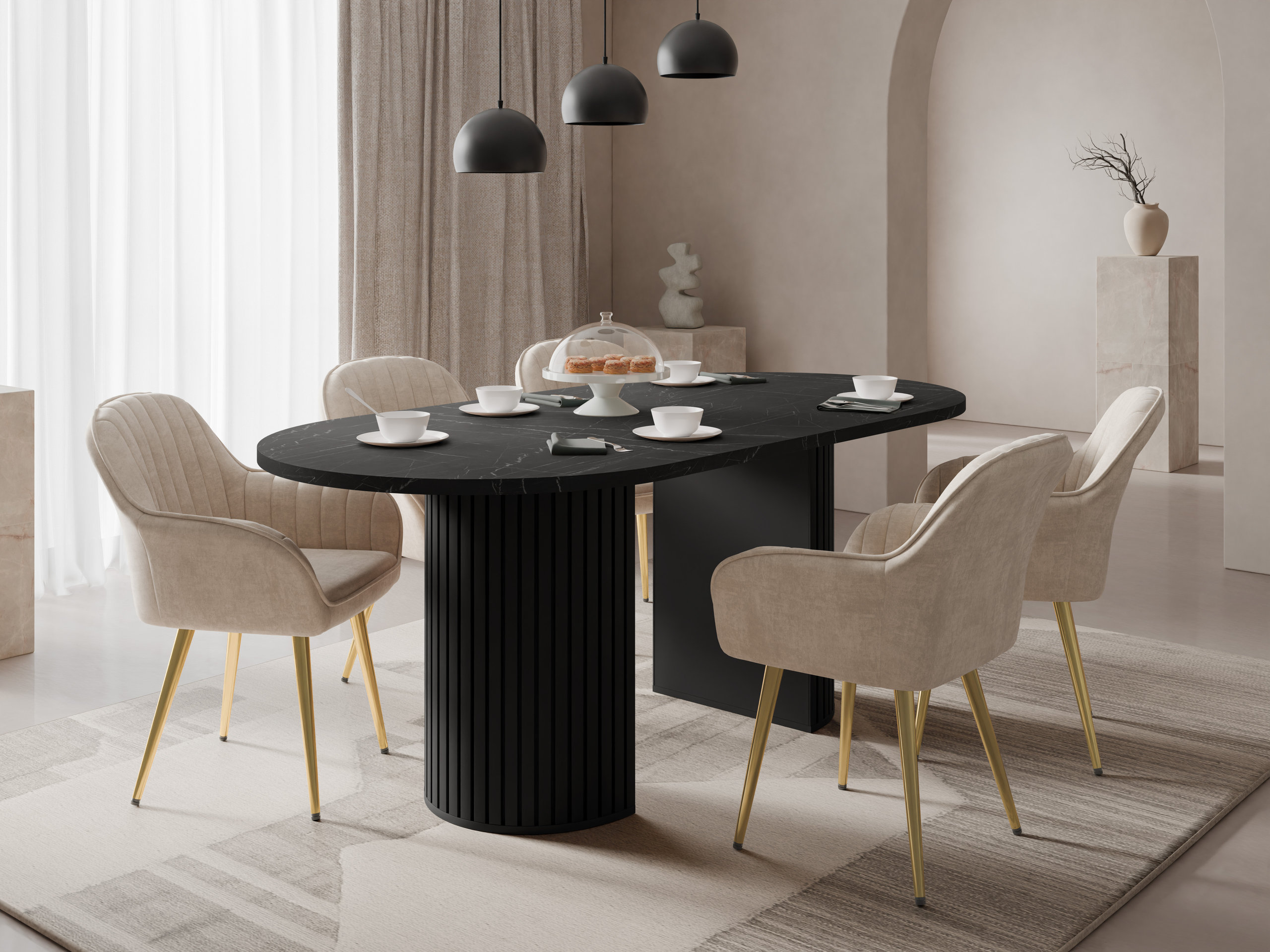 Table Comfivo Ulma (Black marble + Black)