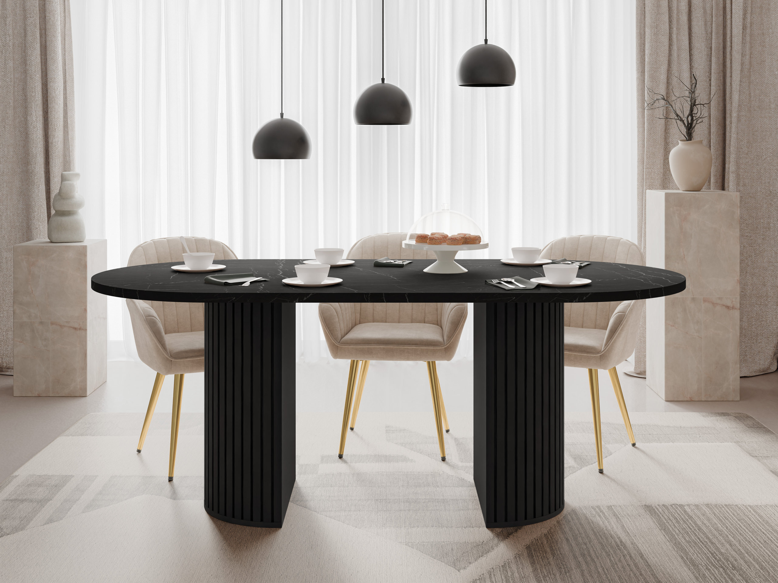 Table Comfivo Ulma (Black marble + Black)