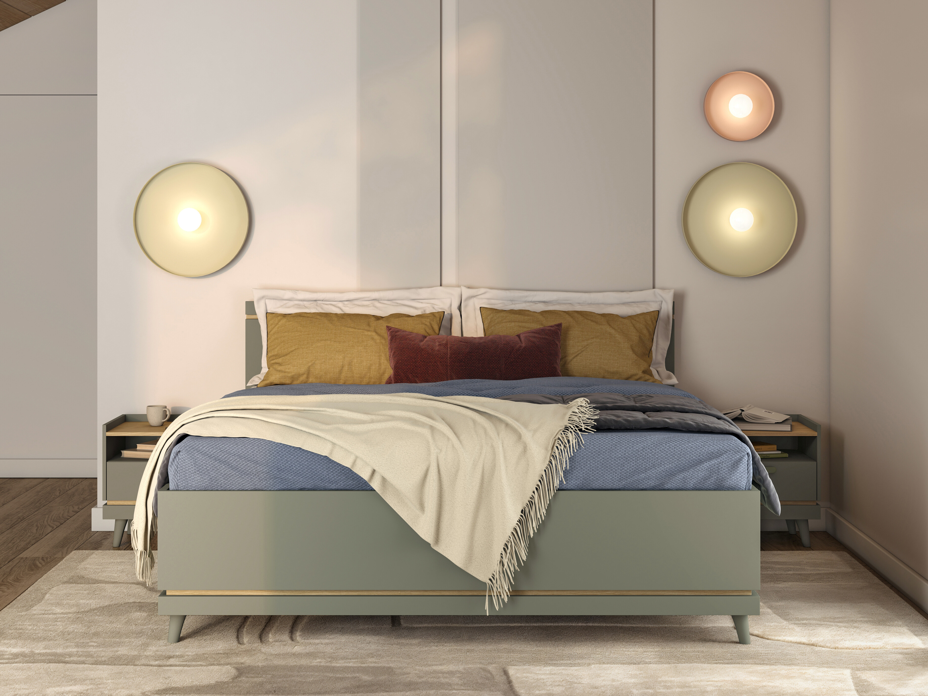 Bed Fertalu 107 (Green + Oak)